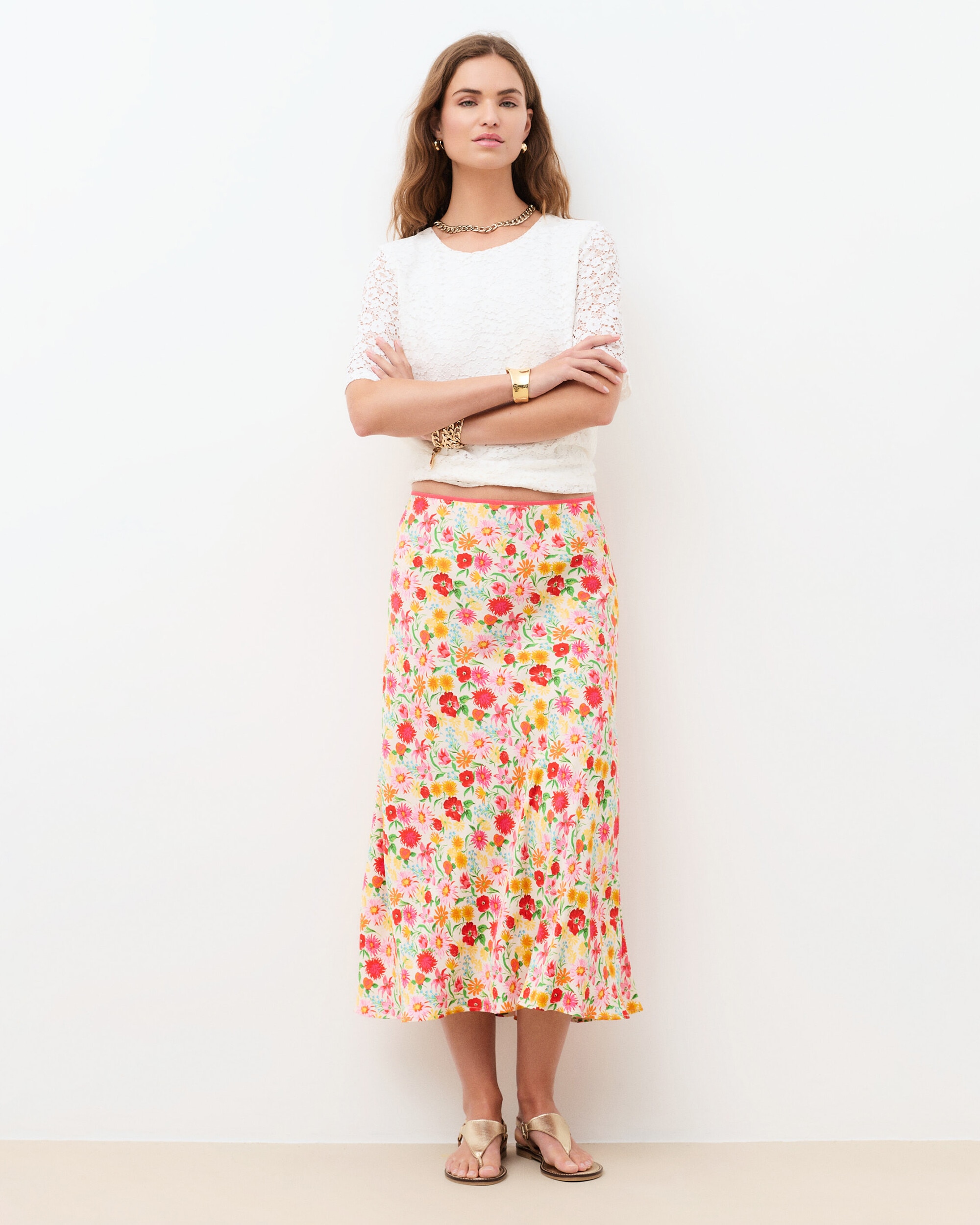 Caroll - Falda larga con con estampado floral.
