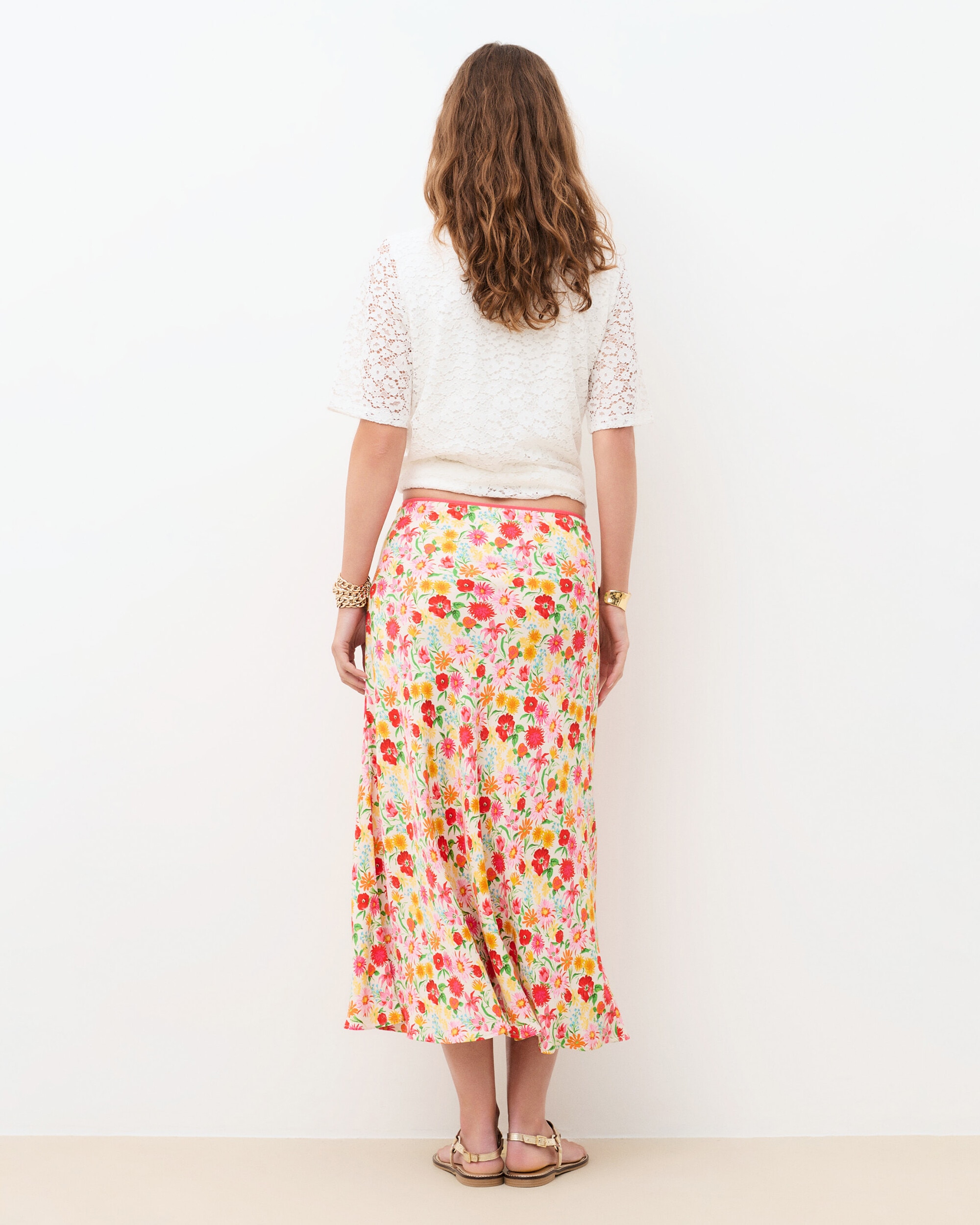 Falda larga con con estampado floral - Caroll - Multicolor Multicolor-2