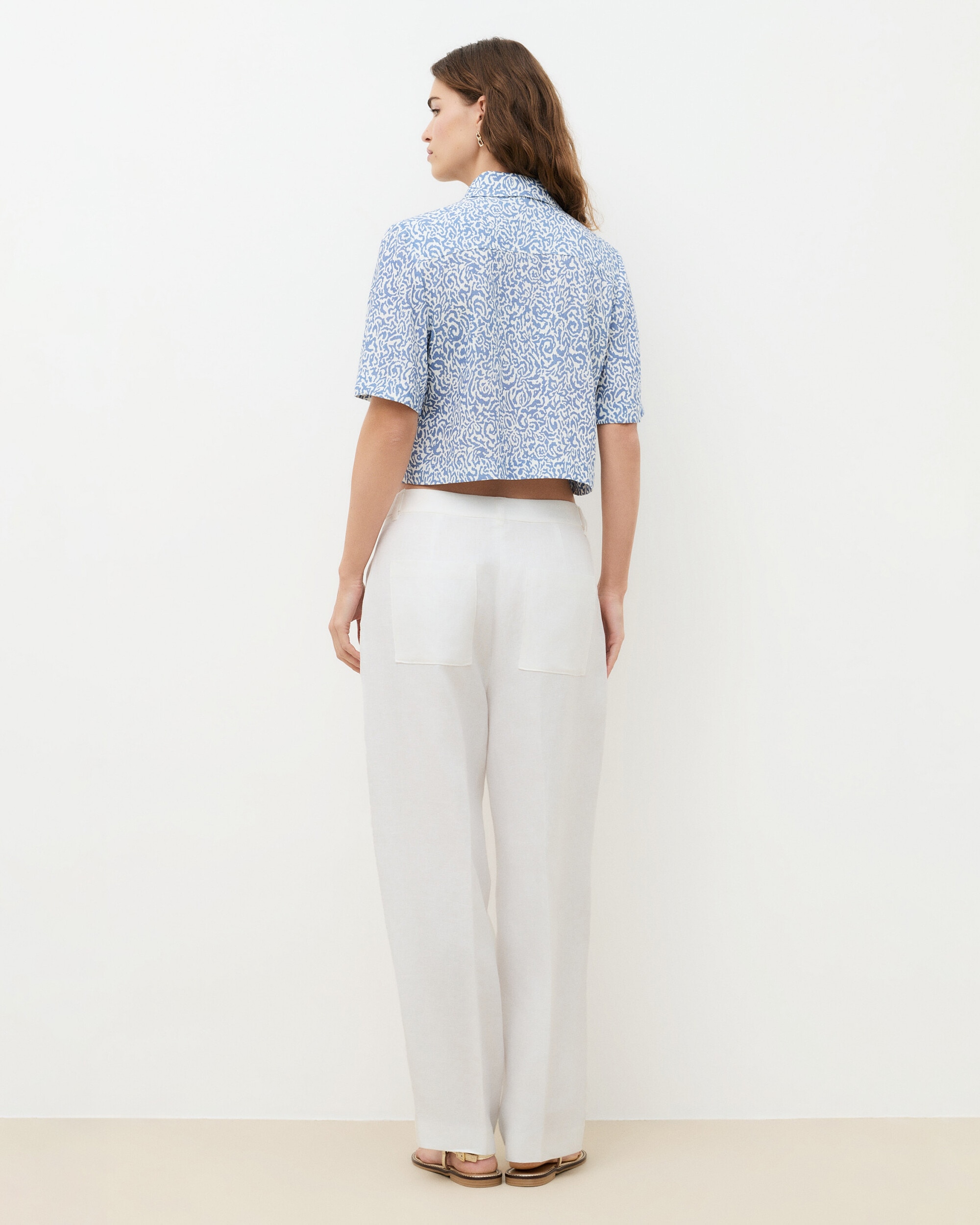 Camisa de mujer con bolsillos y estampado - Caroll - Azul Azul-2