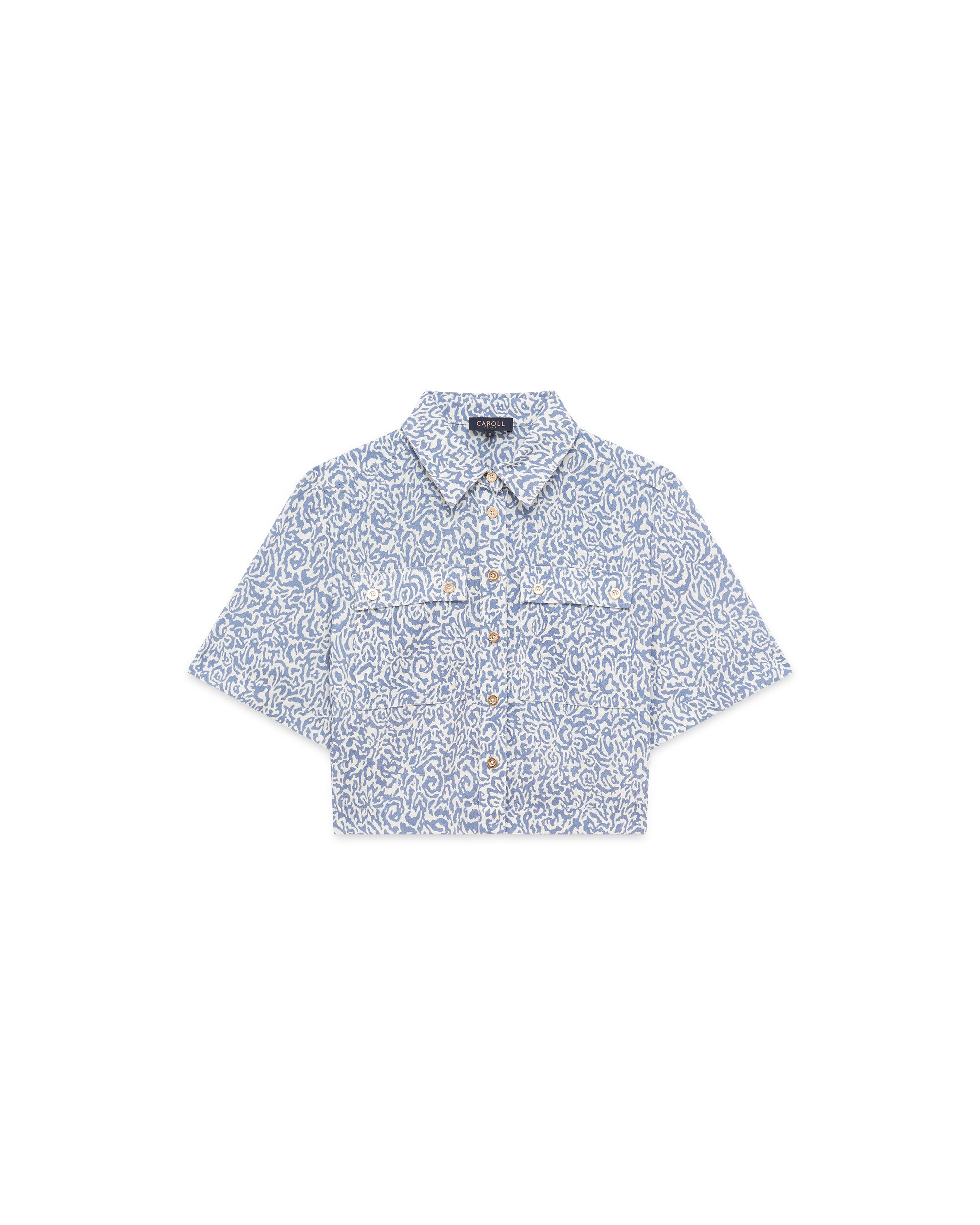 Camisa de mujer con bolsillos y estampado - Caroll - Azul Azul-4
