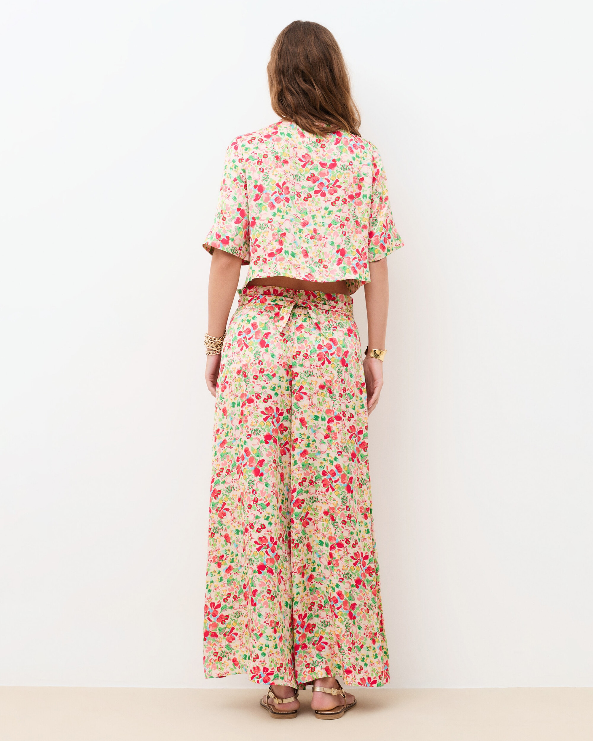 Pantalón ancho de mujer con estampado floral - Caroll - Natural Natural-2