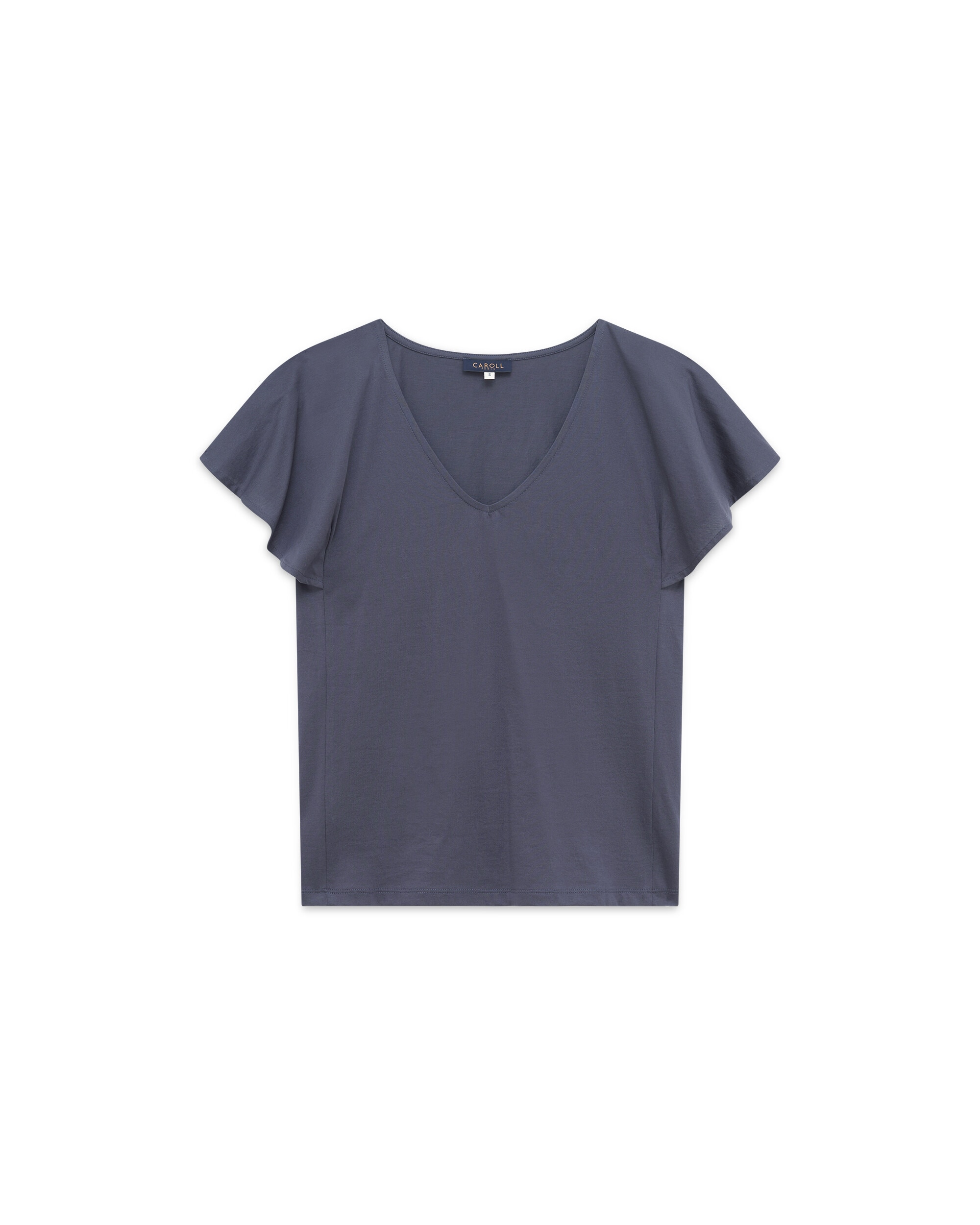 Camiseta de mujer con escote pico - Caroll - Azul antracita Azul antracita-4
