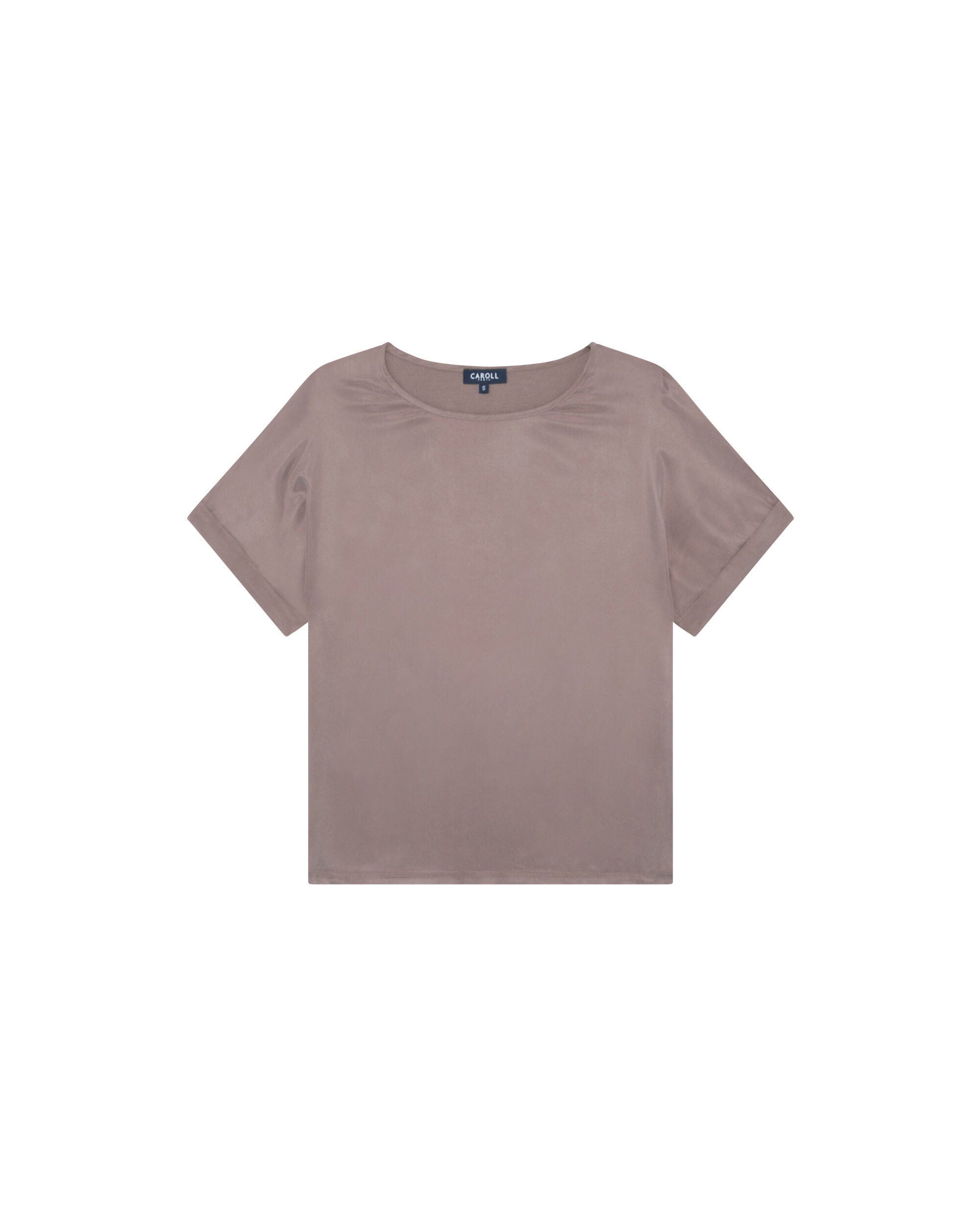 Camiseta de mujer con manga corta remangada y escote redondo - Caroll - Marrón Marrón-4