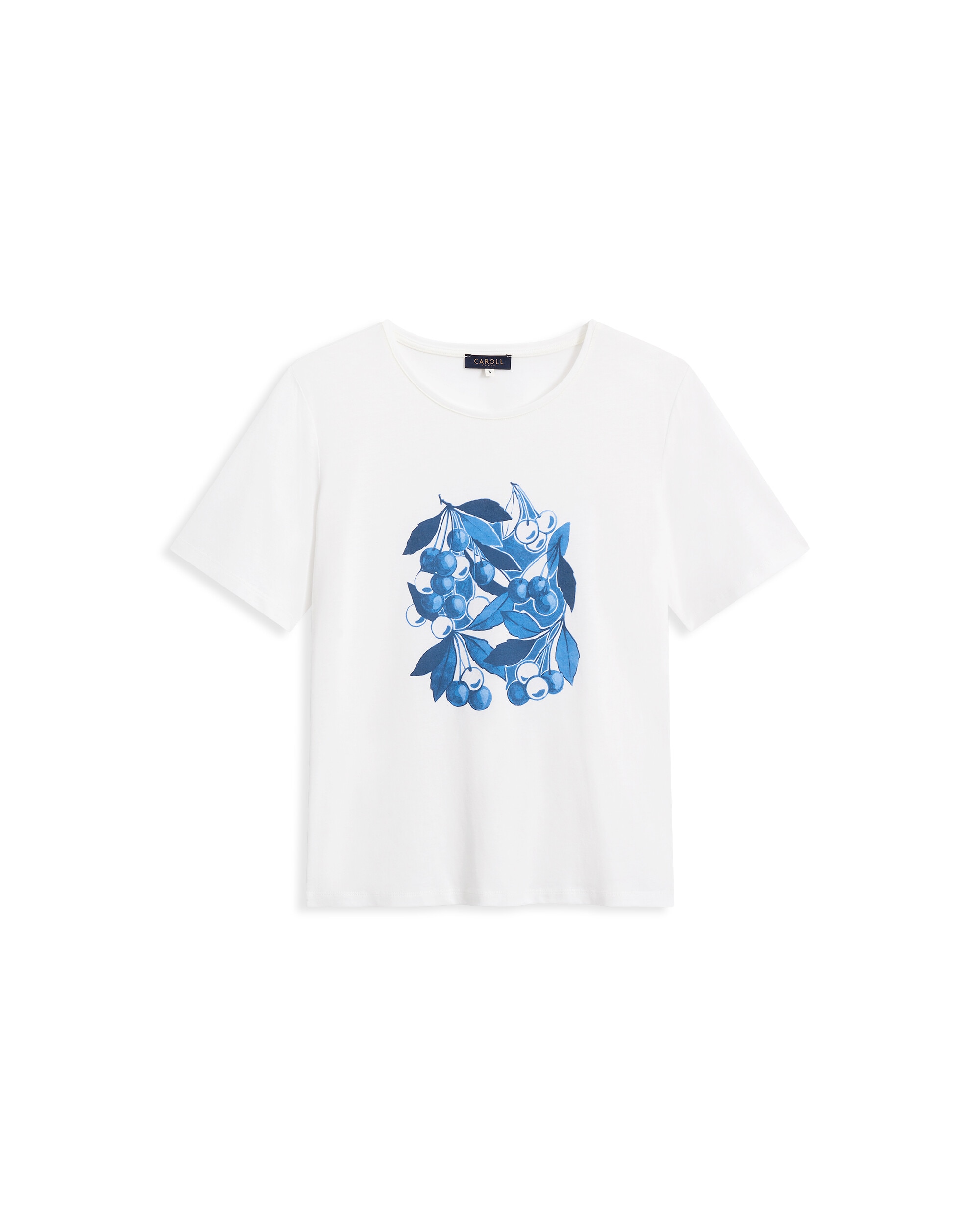 Camiseta de mujer con manga corta y estampado frontal - Caroll - Azul Azul-4