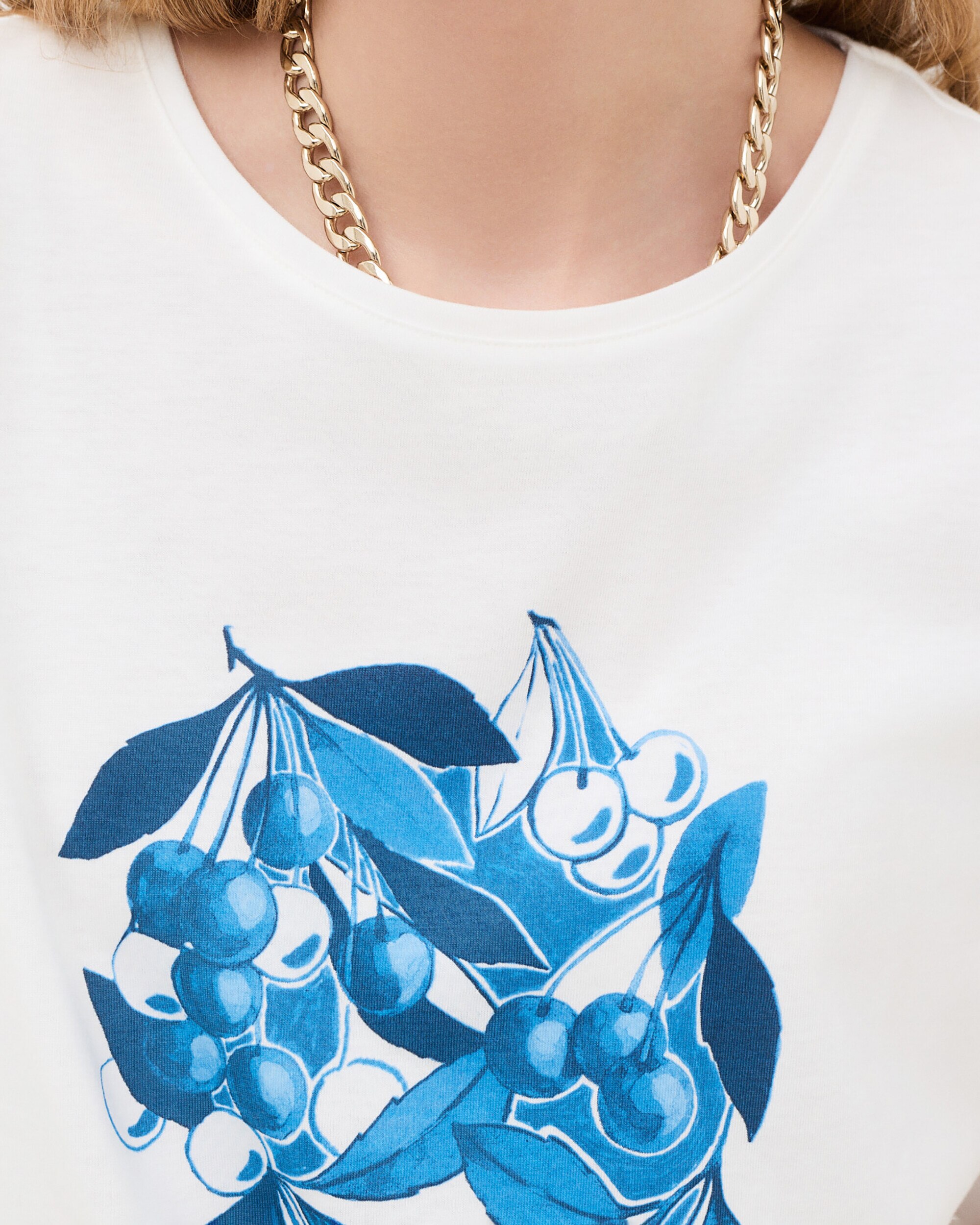 Camiseta de mujer con manga corta y estampado frontal - Caroll - Azul Azul-3