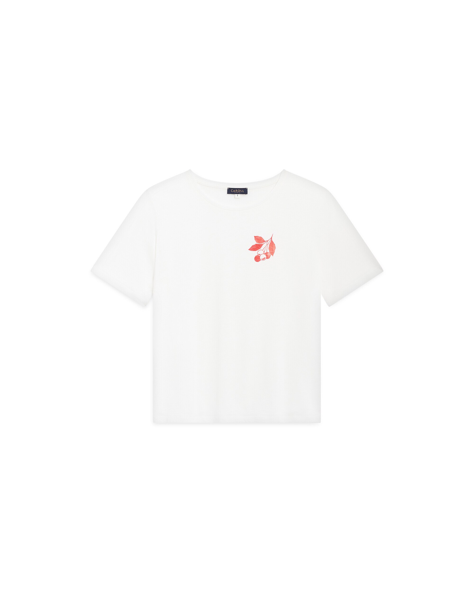 Camiseta de mujer con manga corta y bordado - Caroll - Rojo Rojo-4