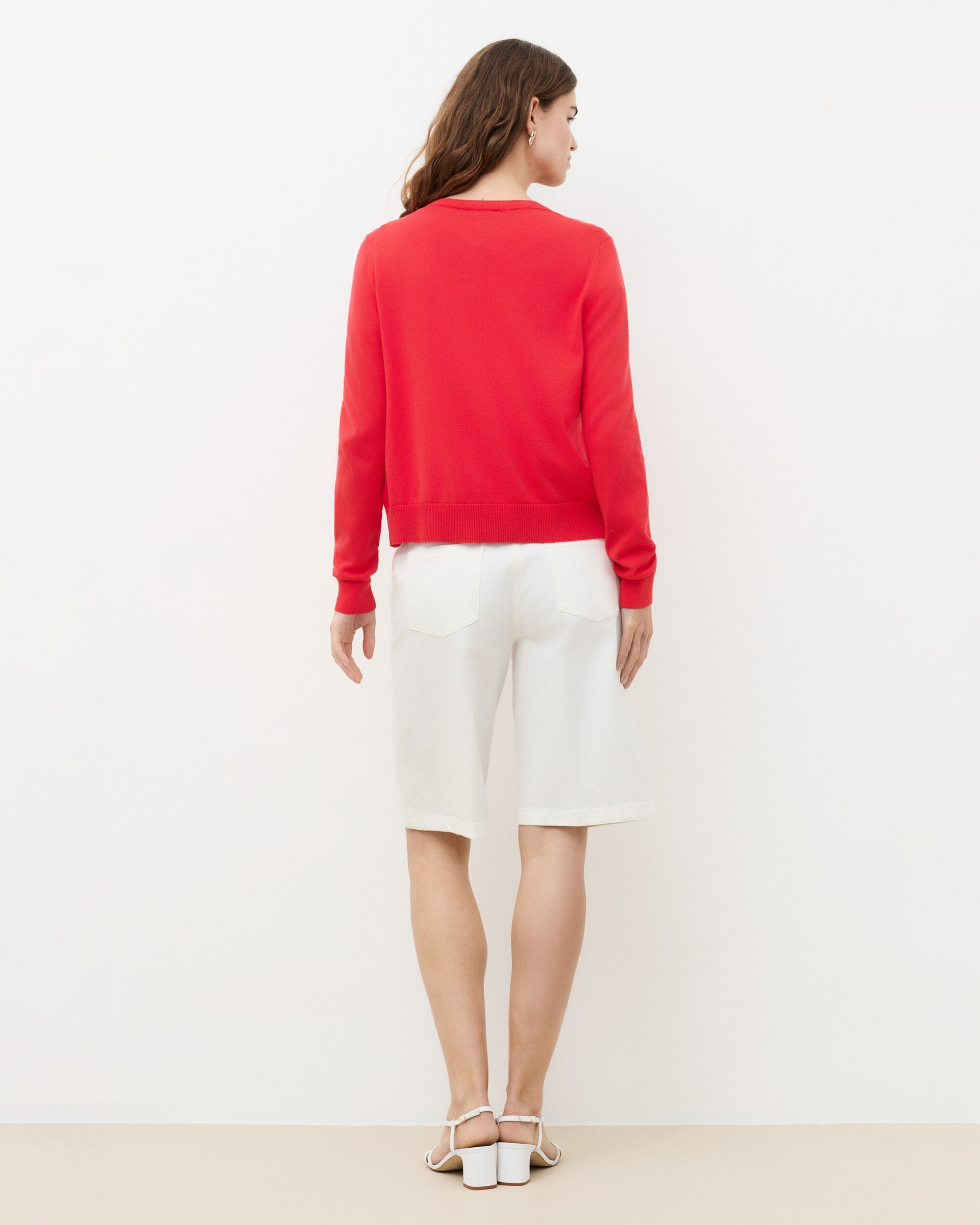 Cárdigan de mujer en punto fino con botones a tono - Caroll - Rojo Rojo-2