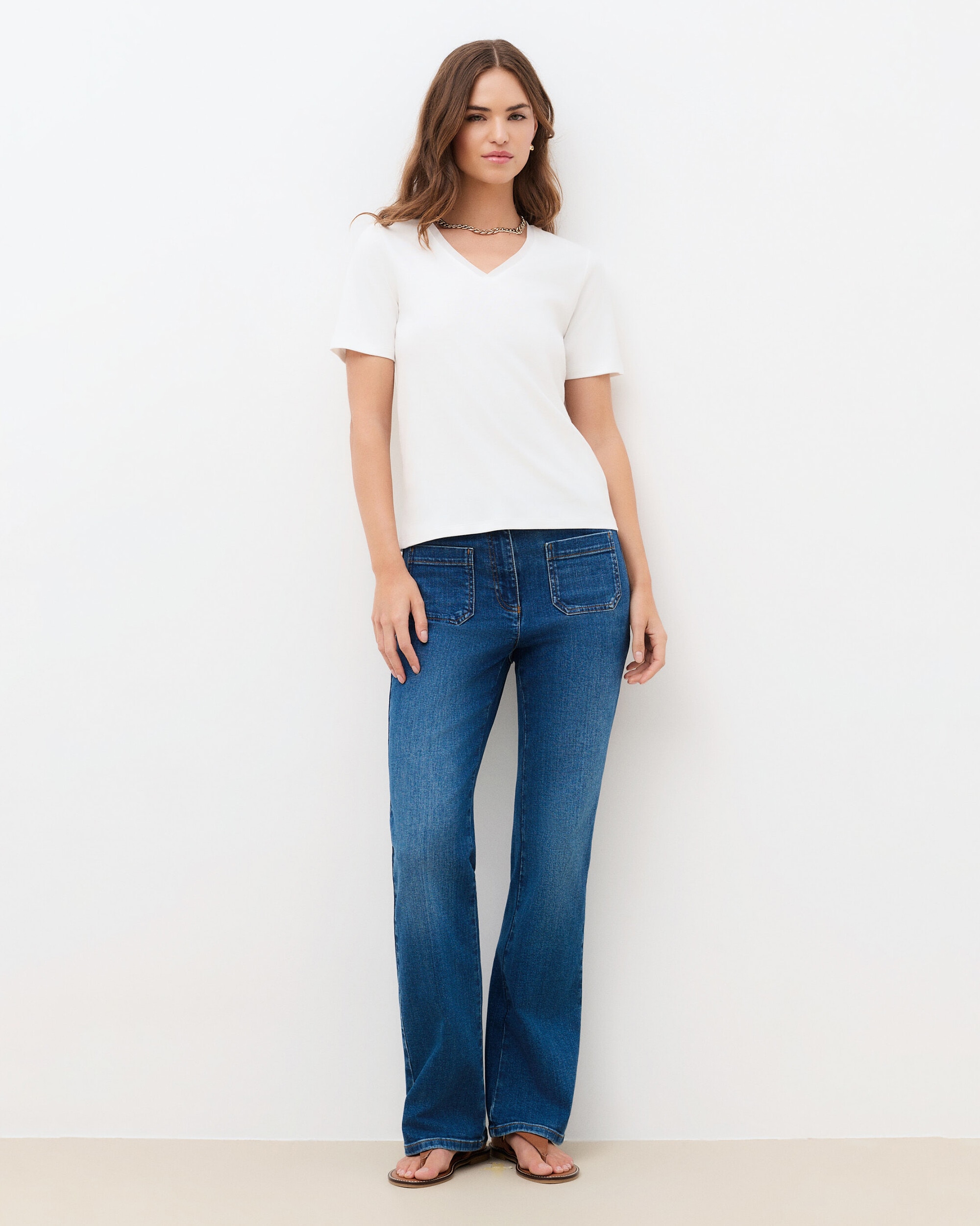 Caroll - Camiseta de mujer con manga corta y escote pico.