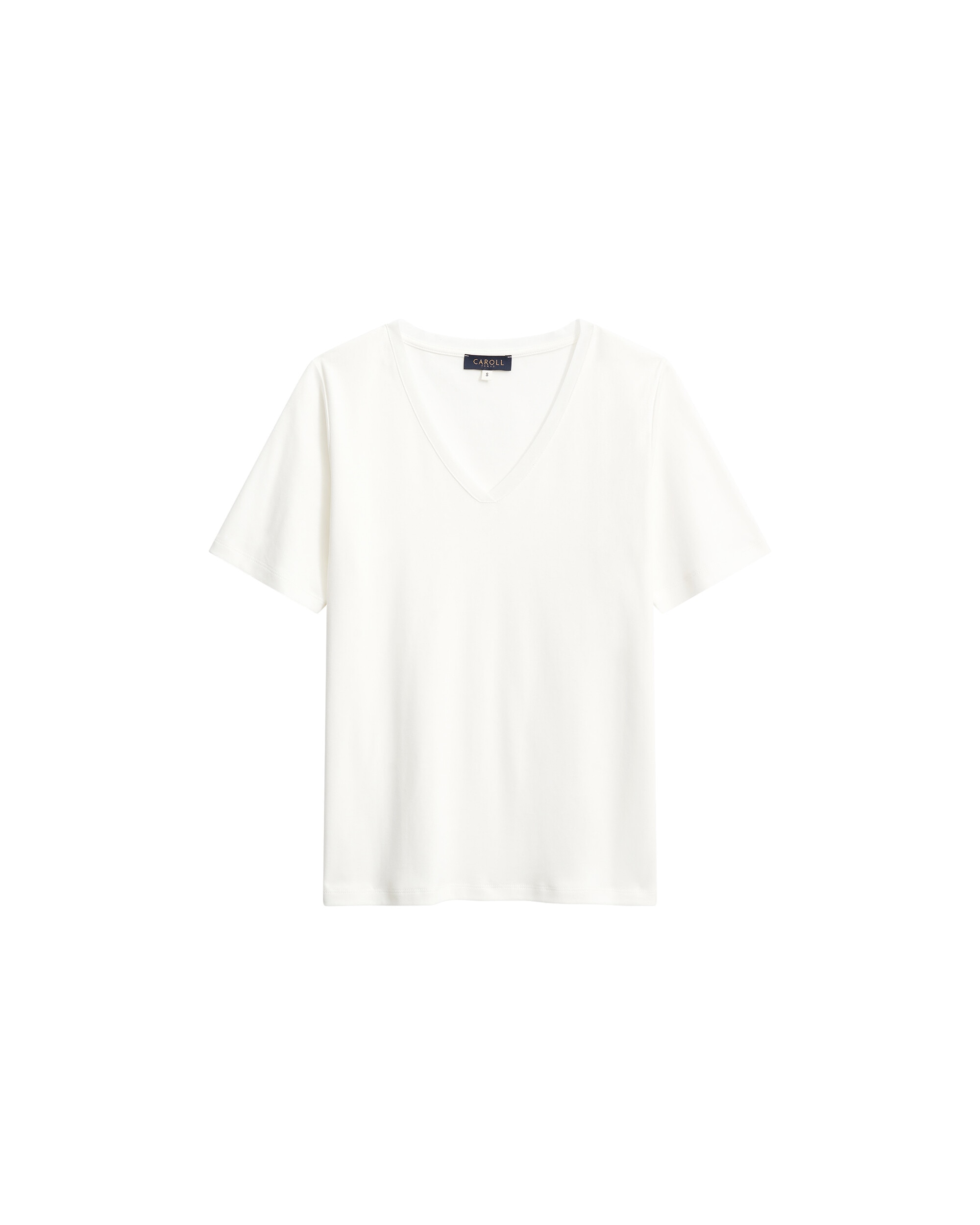 Camiseta de mujer con escote pico y manga corta - Caroll - Crudo Crudo-4