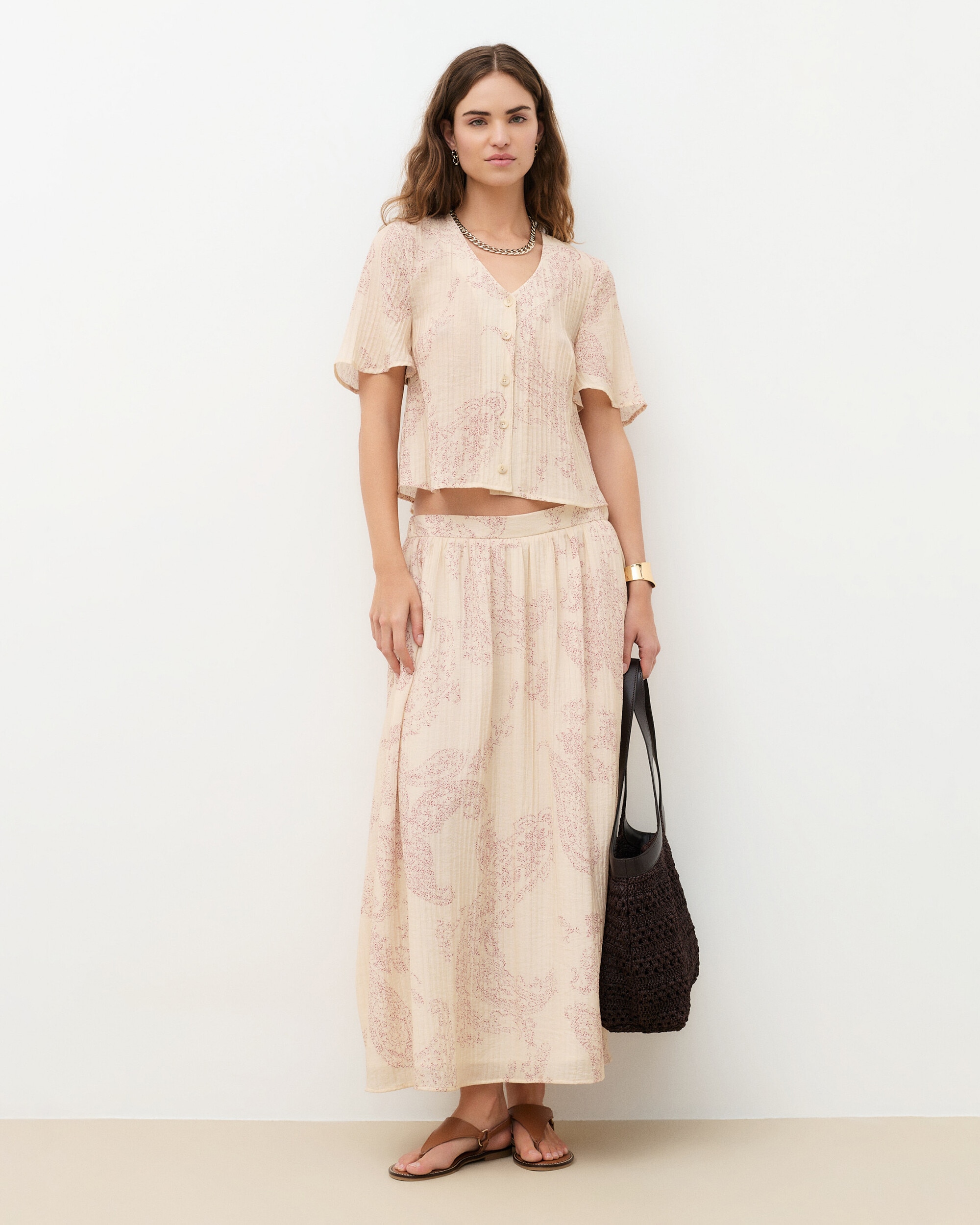 Camisa de mujer corte crop con bordados - Caroll - Crudo Crudo-1