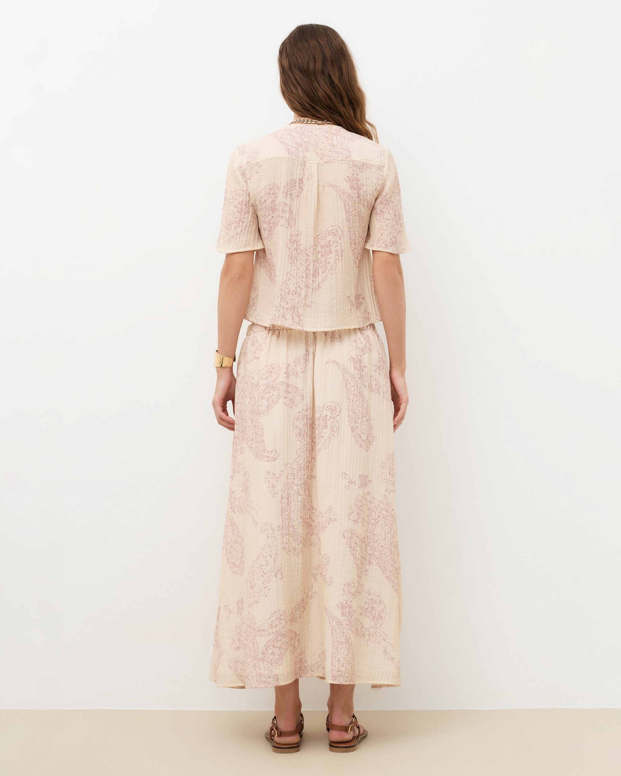 Camisa de mujer corte crop con bordados - Caroll - Crudo Crudo-2