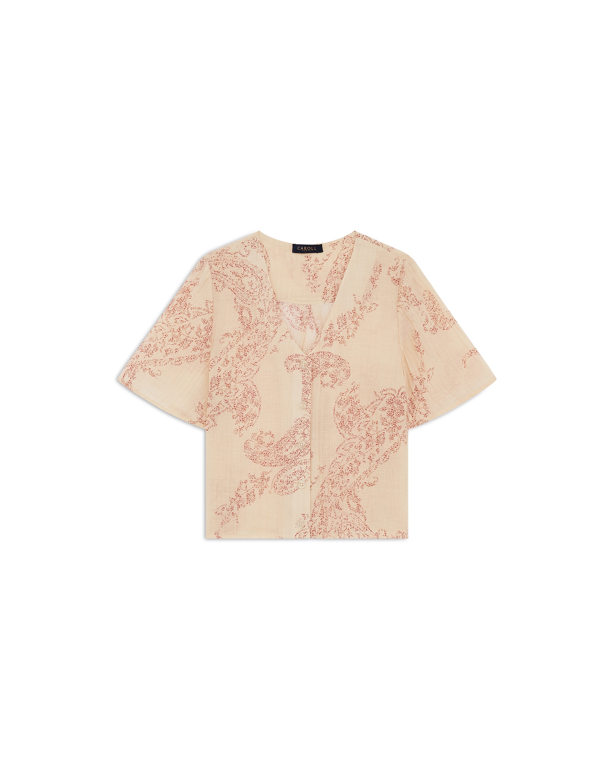 Camisa de mujer corte crop con bordados - Caroll - Crudo Crudo-4