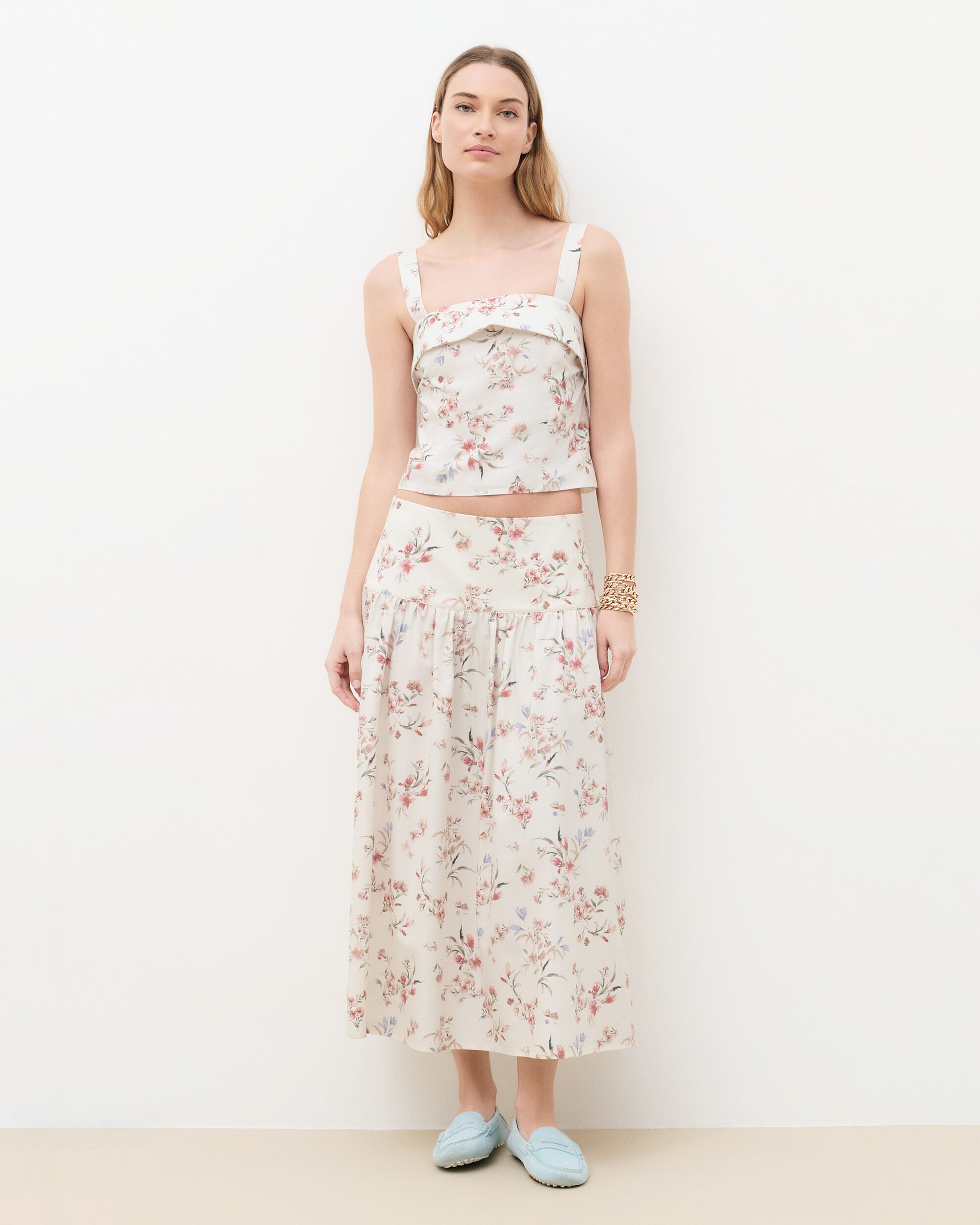 Caroll - Top de mujer con estampado floral y tirantes gruesos.