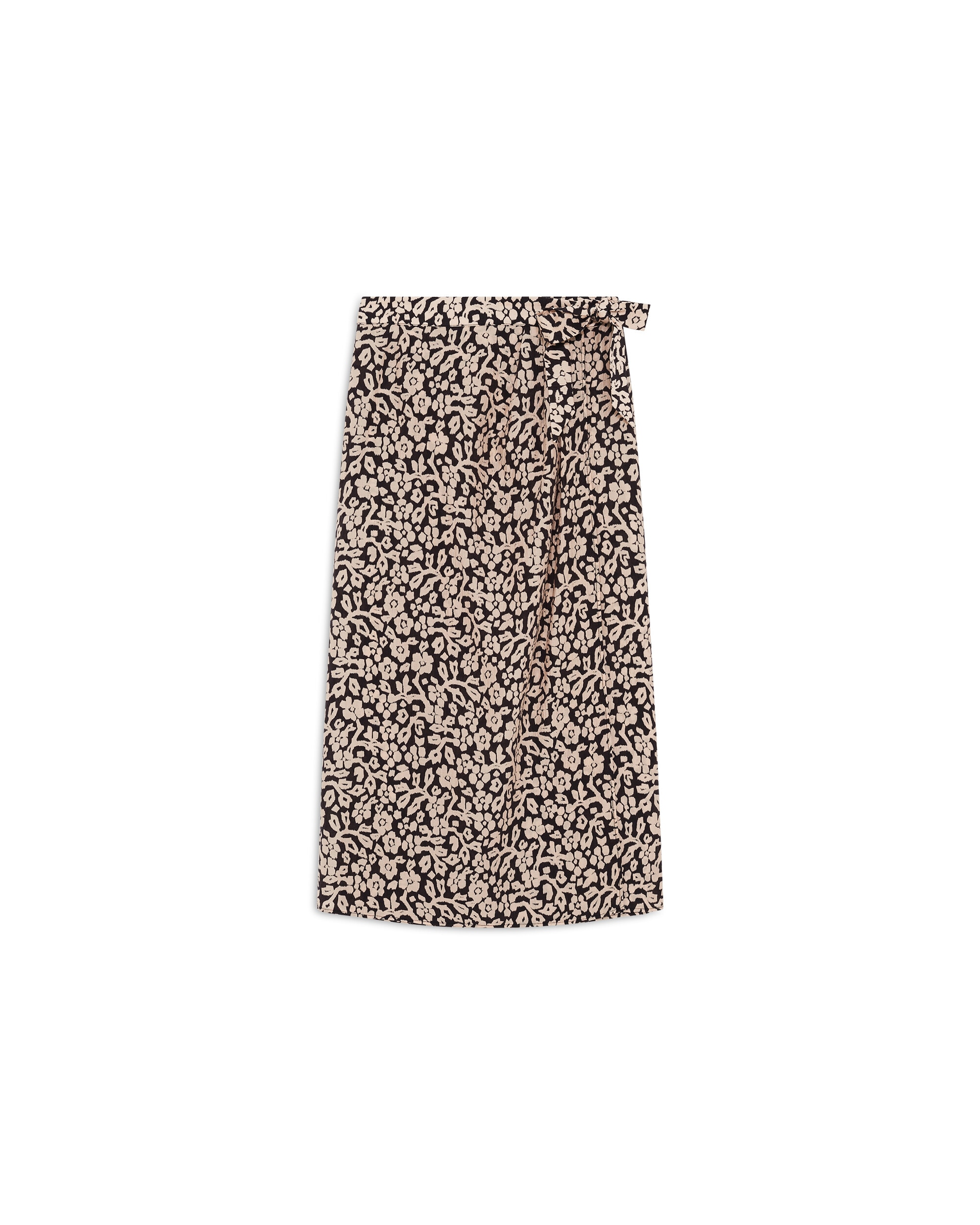Falda larga con estampado floral y cierre cremallera - Caroll - Negro Negro-4