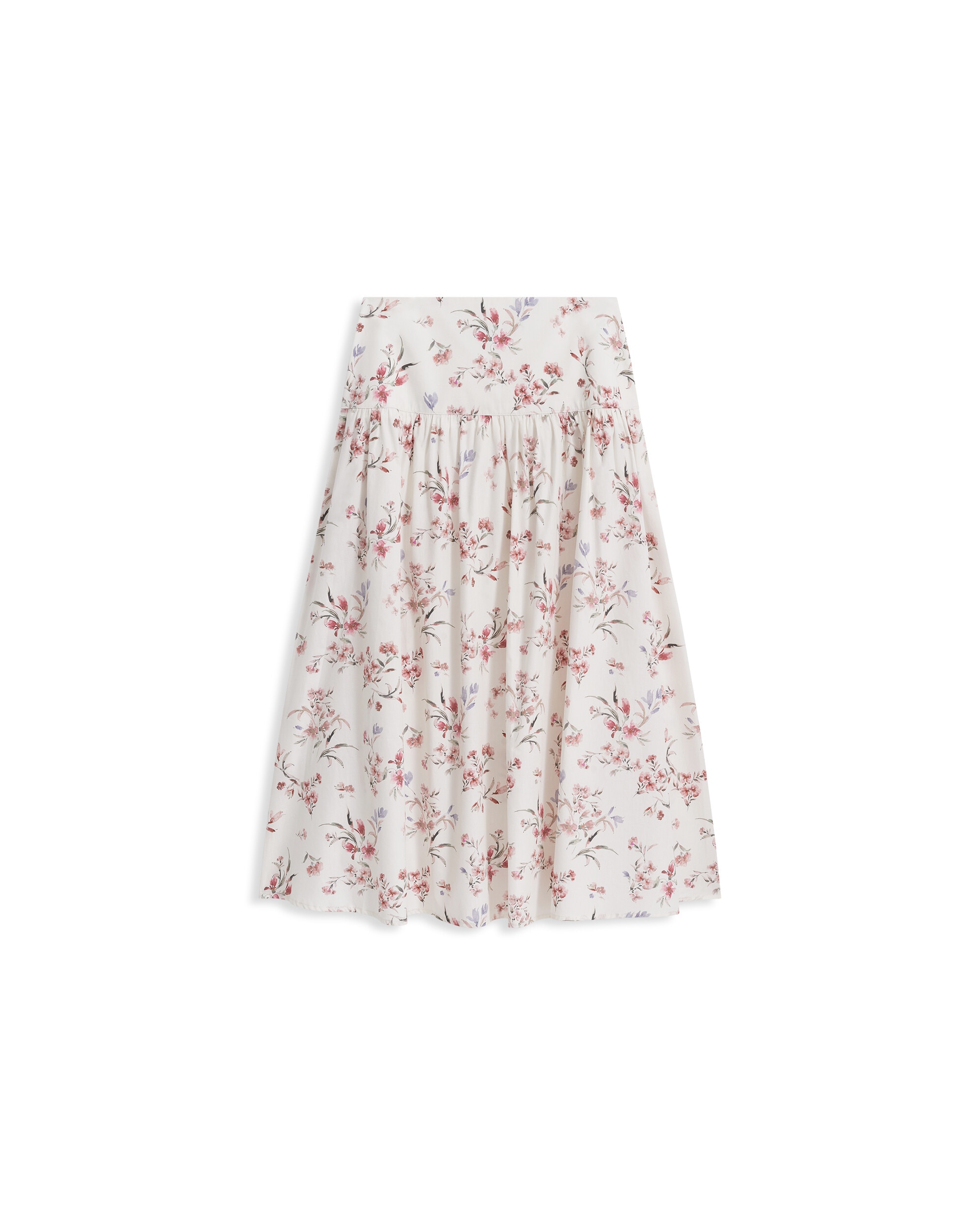 Falda larga con estampado floral y cierre cremallera - Caroll - Crudo Crudo-4