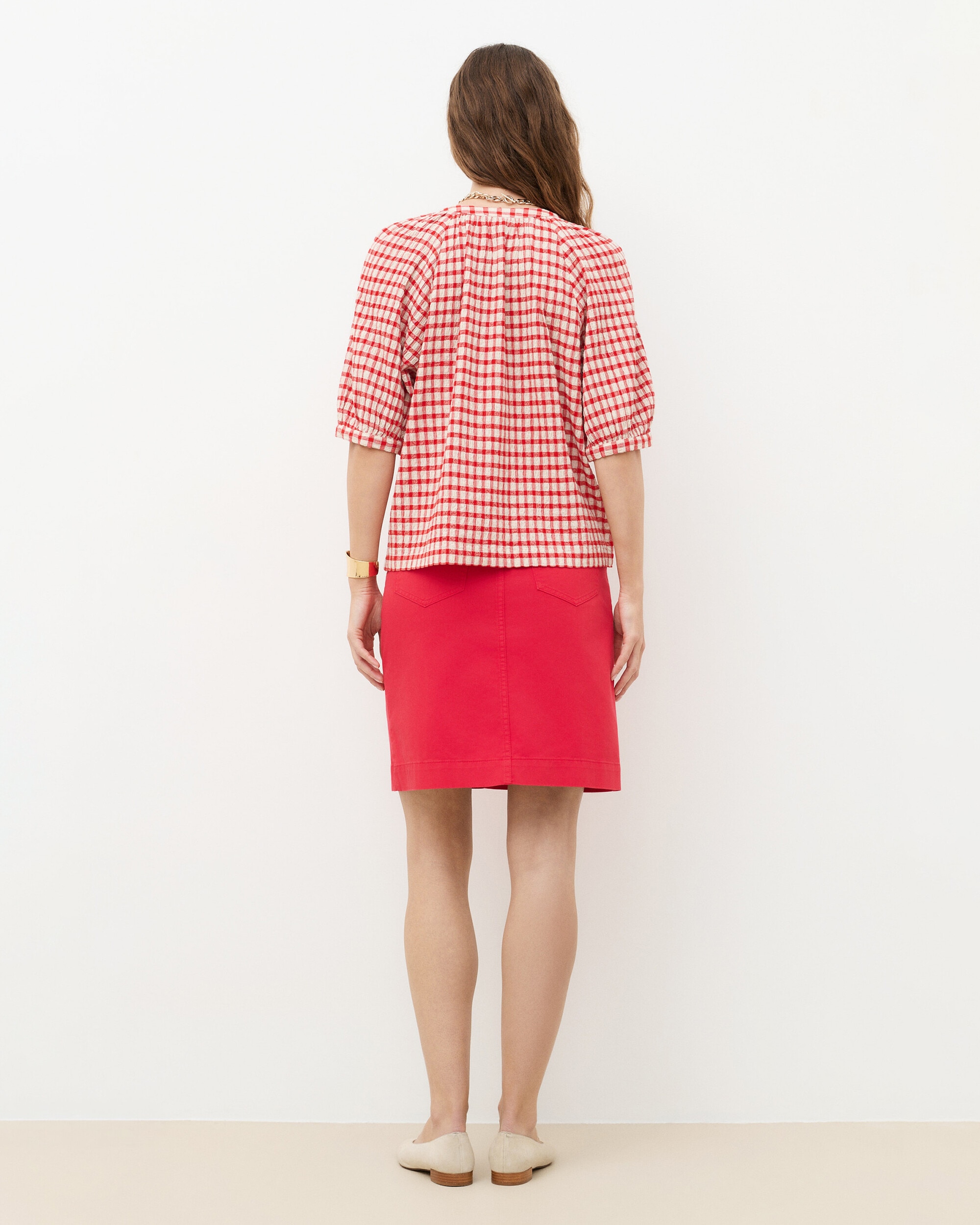 Blusa de mujer con estampado vichy - Caroll - Rojo Rojo-2