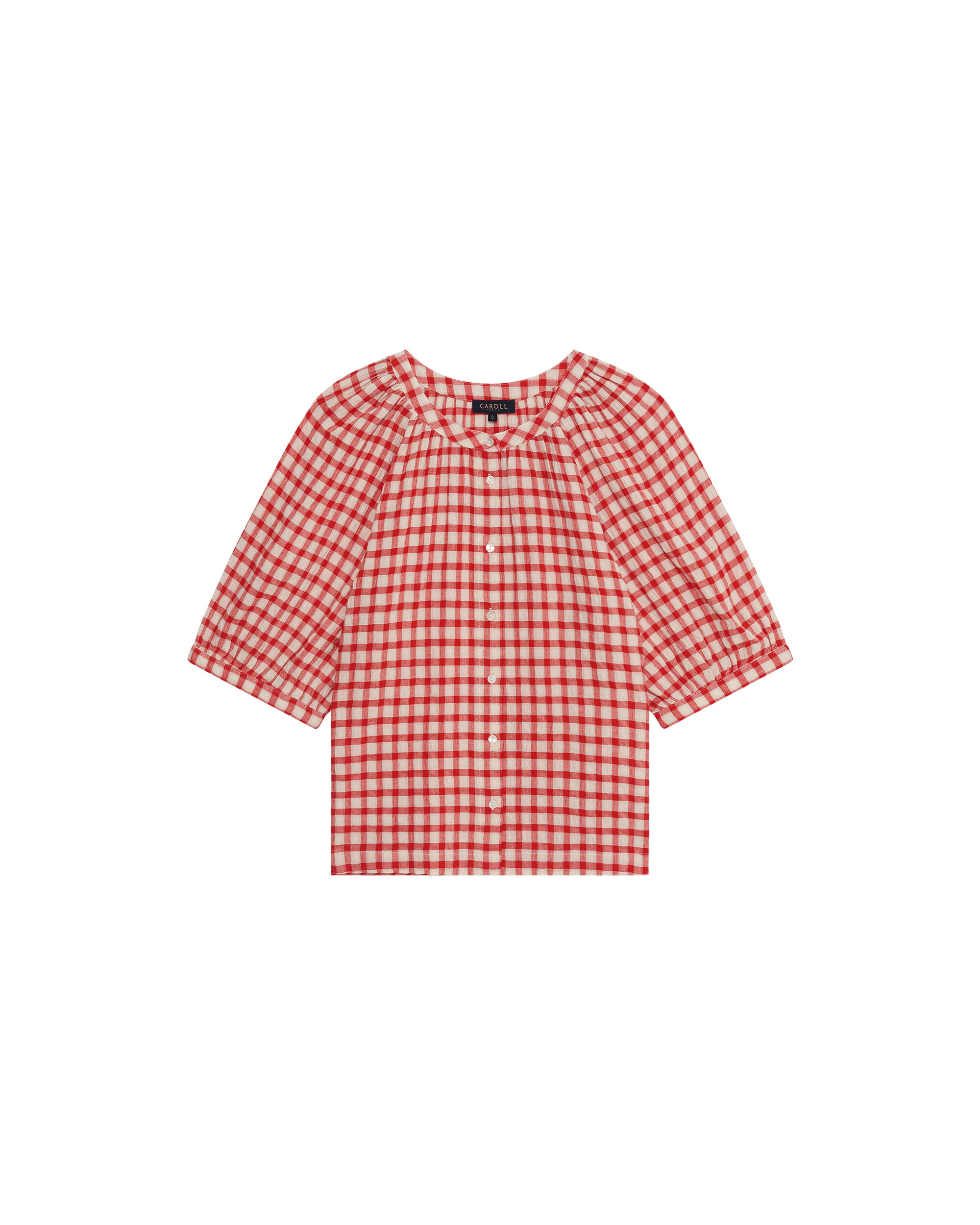 Blusa de mujer con estampado vichy - Caroll - Rojo Rojo-4