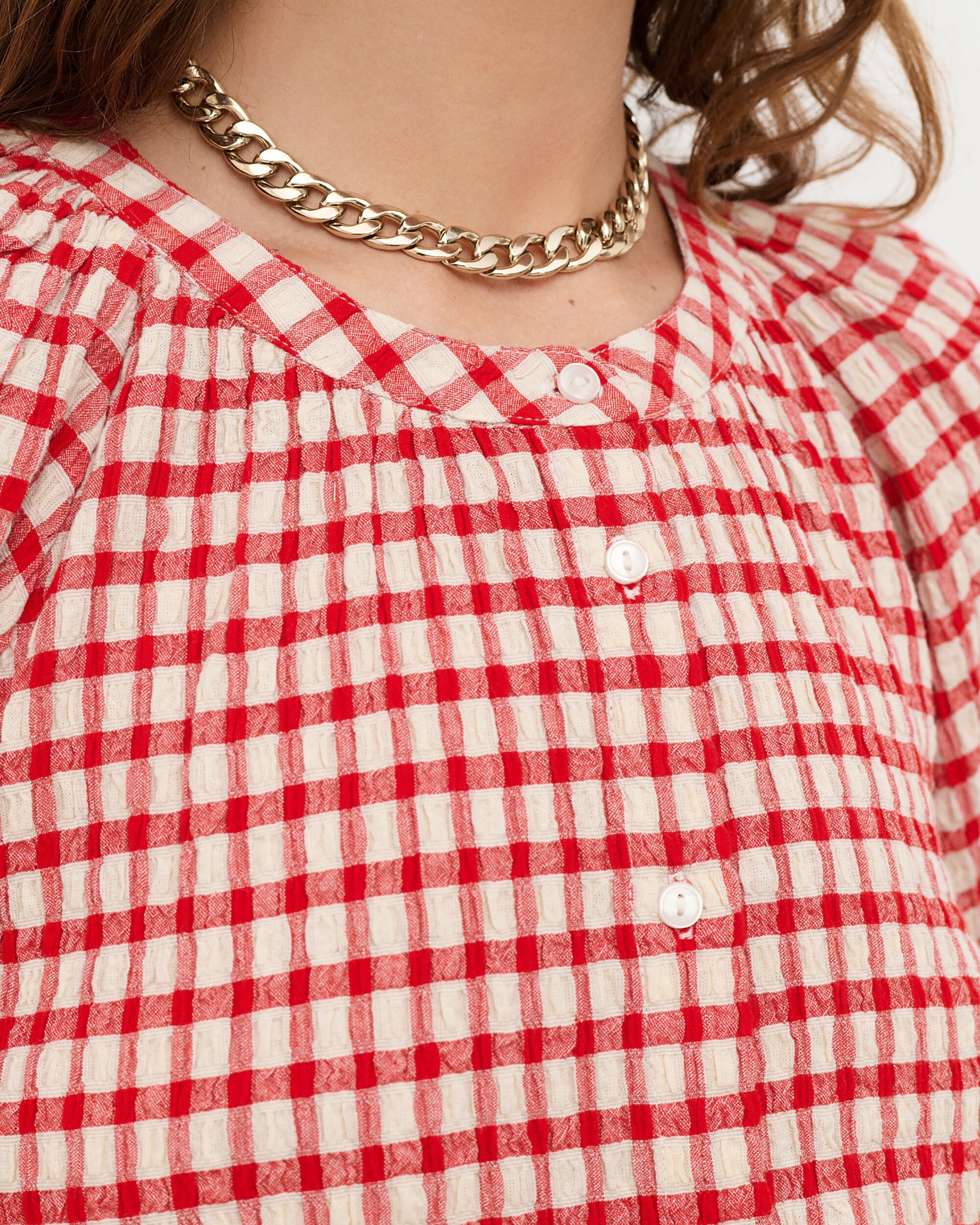 Blusa de mujer con estampado vichy - Caroll - Rojo Rojo-3