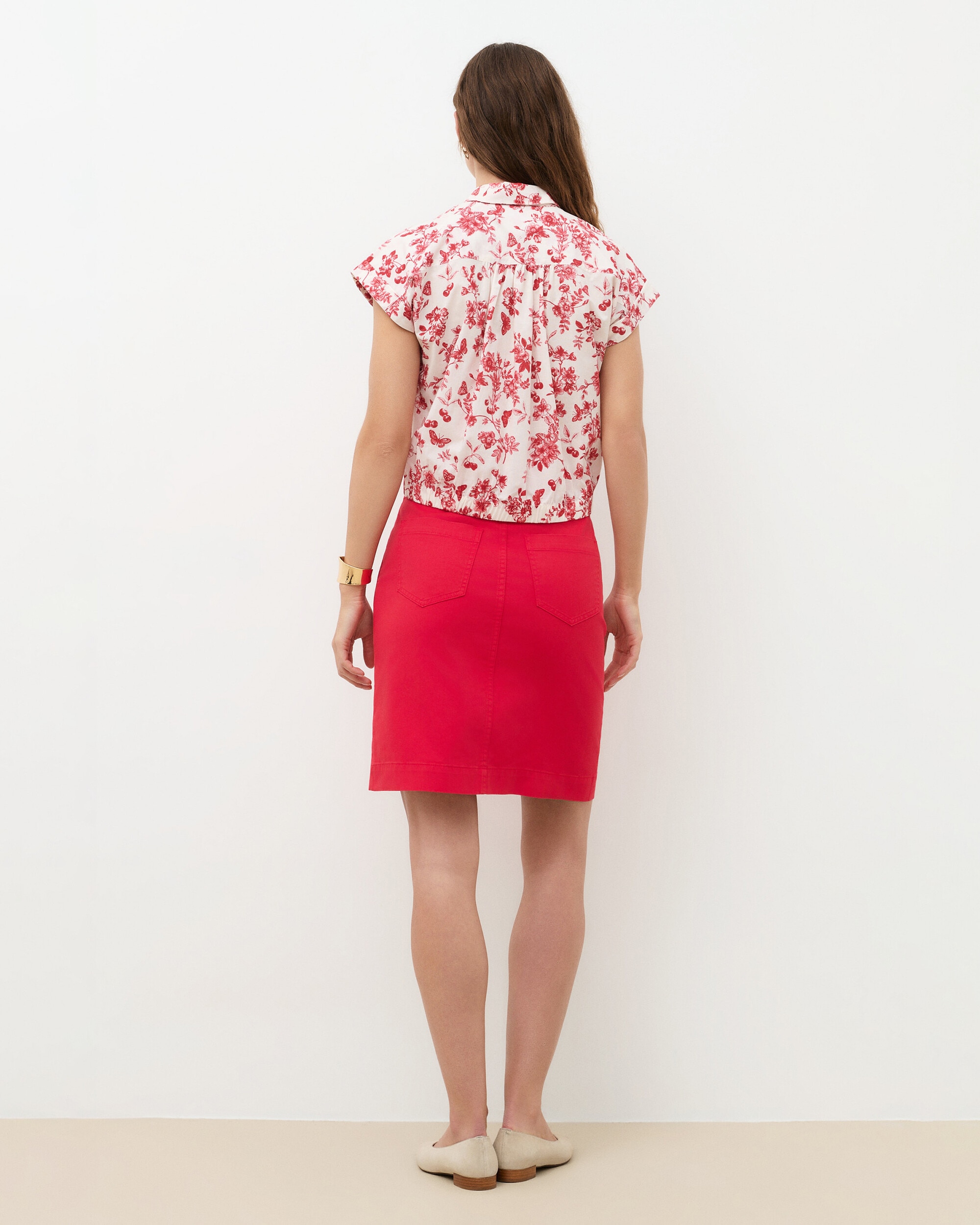 Camisa de mujer con manga corta y estampado floral - Caroll - Crudo Crudo-2
