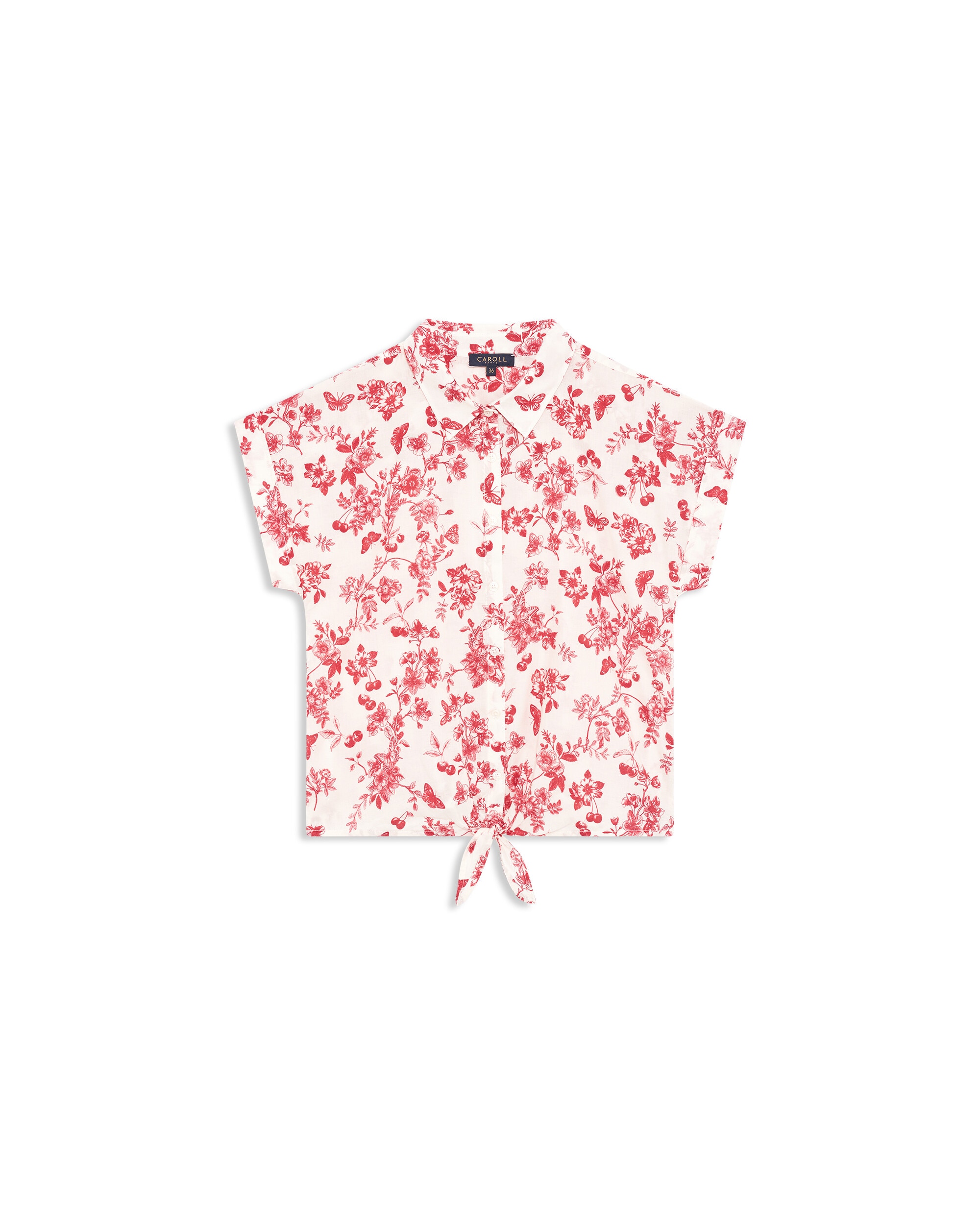 Camisa de mujer con manga corta y estampado floral - Caroll - Crudo Crudo-4