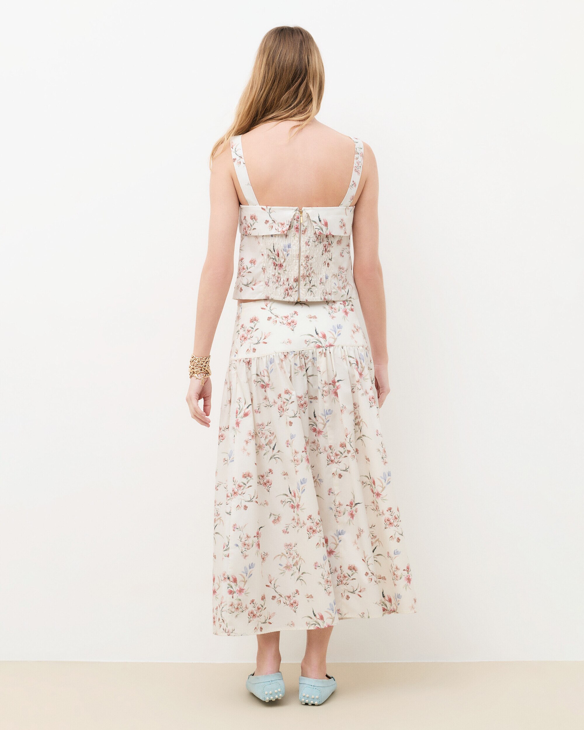 Top de mujer con estampado floral y tirantes gruesos - Caroll - Crudo Crudo-2