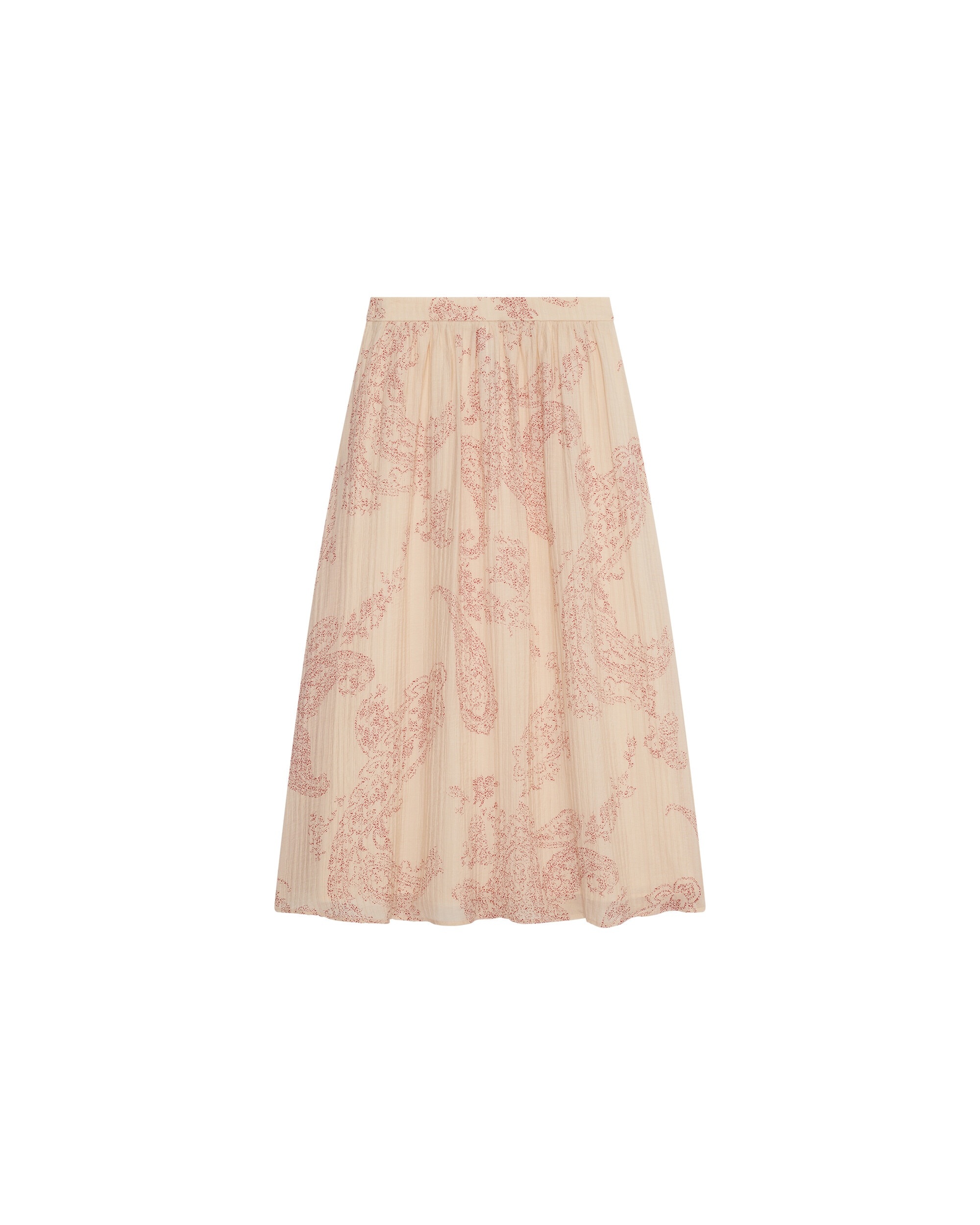 Falda larga con efecto plisado y estampado paisley - Caroll - Crudo Crudo-4
