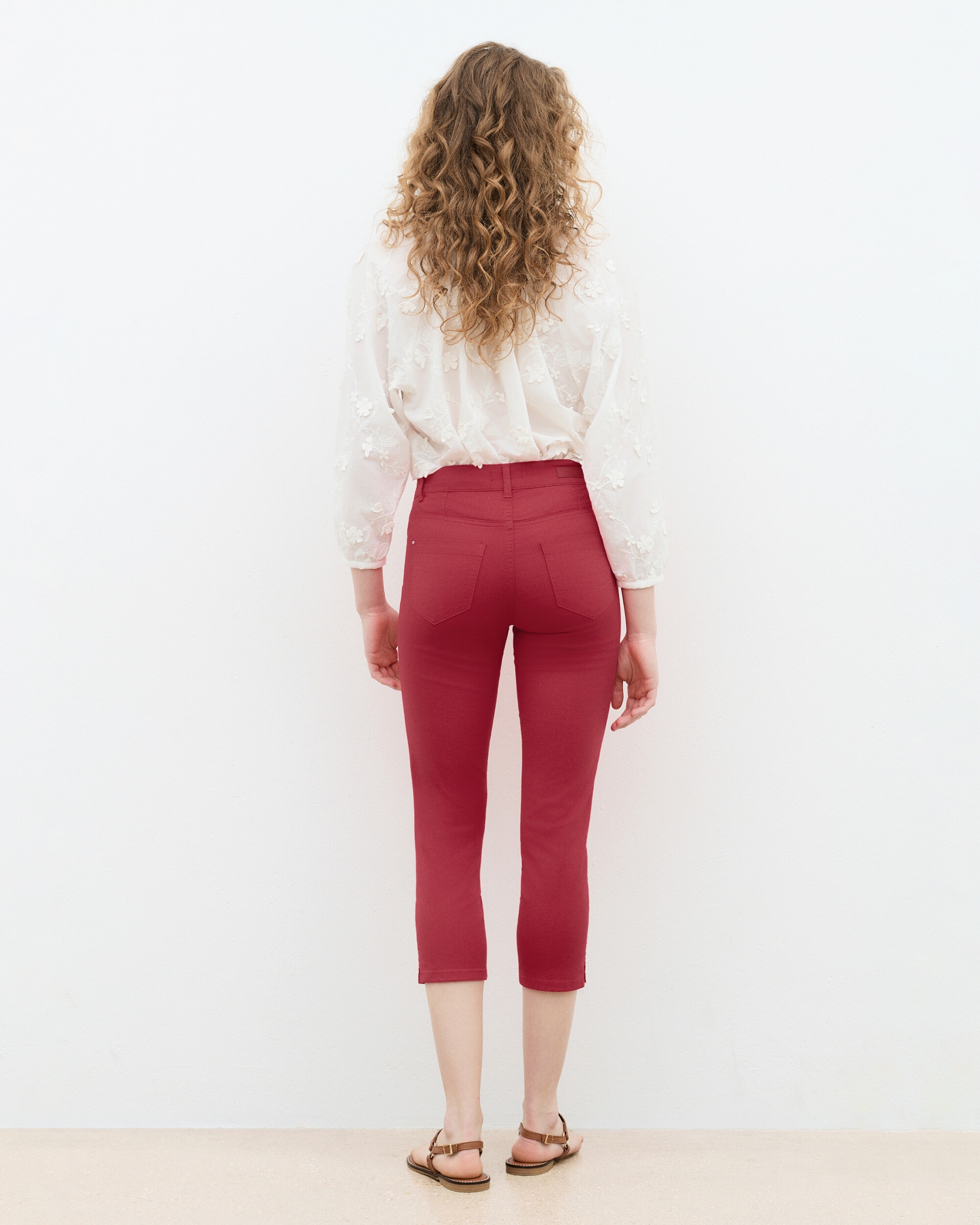 Pantalón de mujer 5 bolsillos skinny estilo 7/8 - Caroll - Rojo Rojo-2