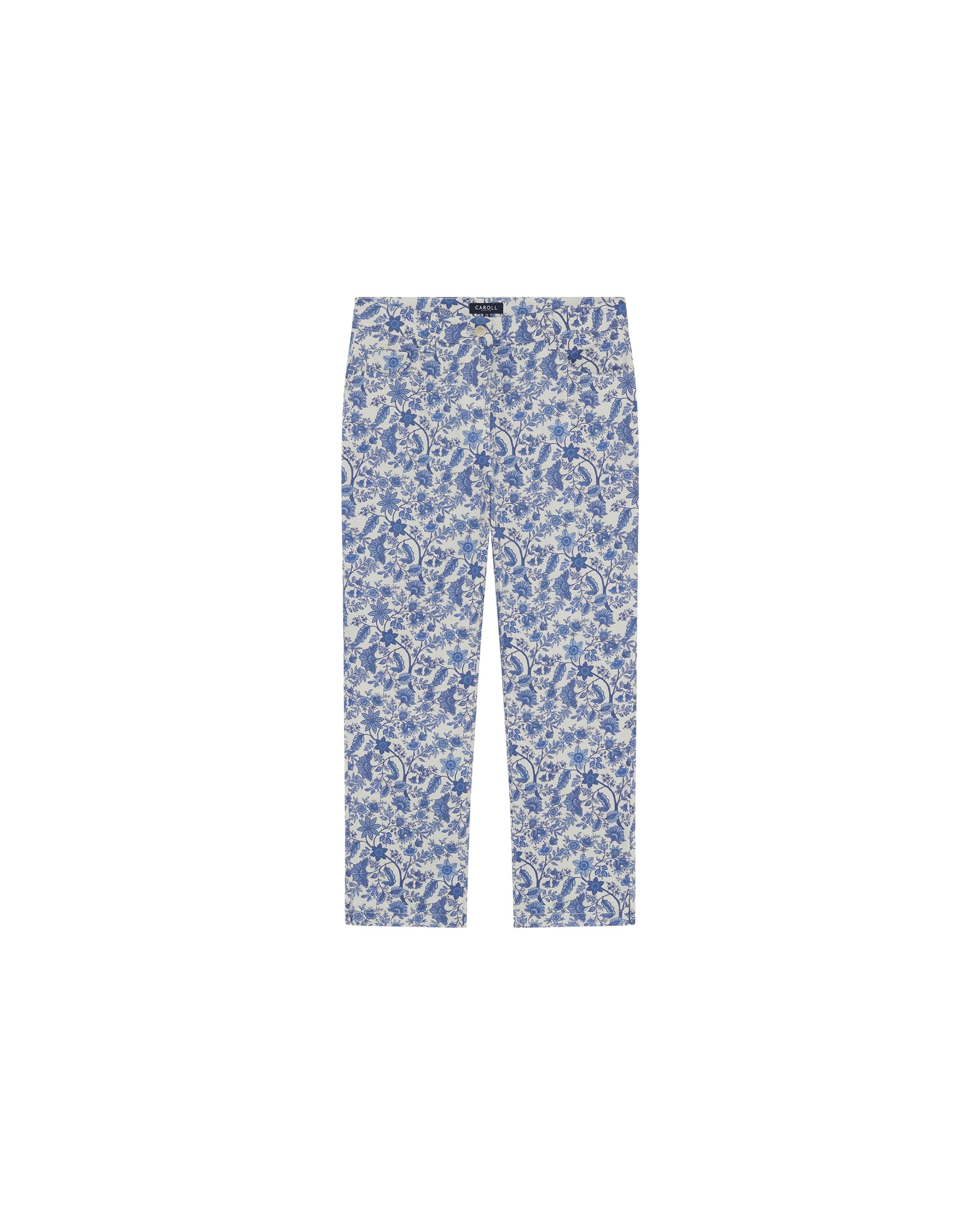 Pantalones tobilleros de mujer con estampado floral - Caroll - Azul/Blanco Azul/Blanco-4