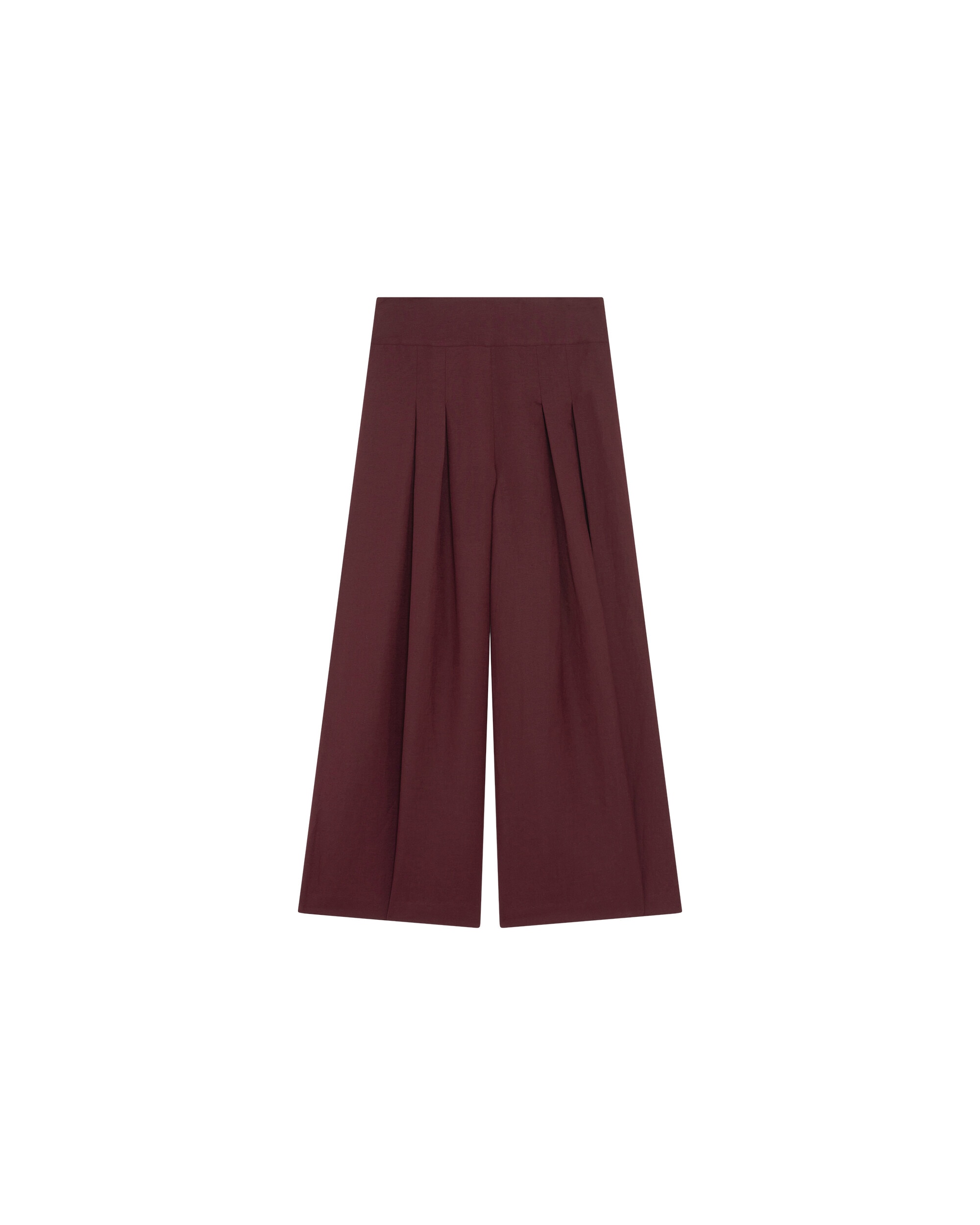 Pantalones anchos de mujer en lino - Caroll - Berenjena Berenjena-4