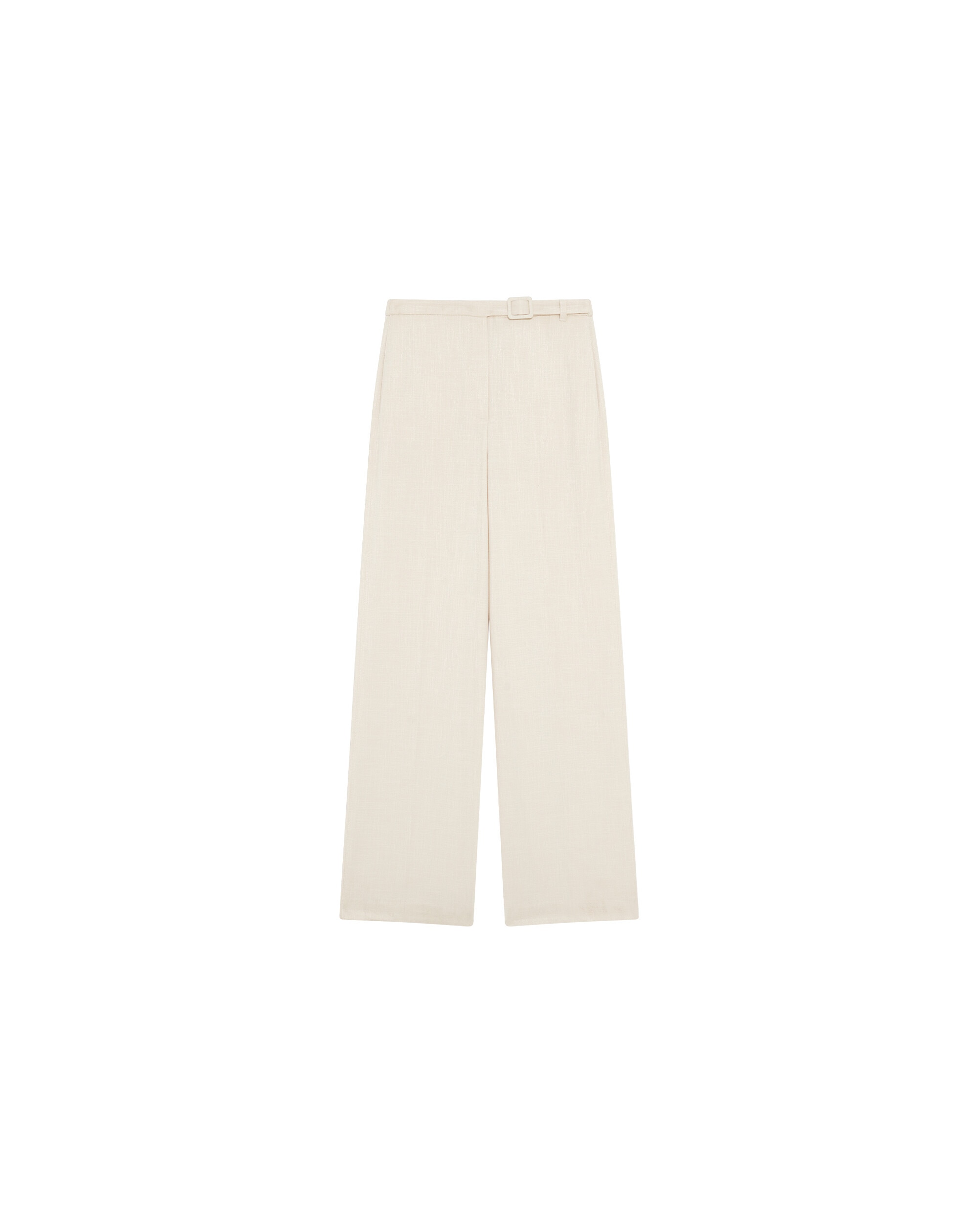 Pantalón ancho de mujer corte sartorial con cinturón - Caroll - Crudo Crudo-4