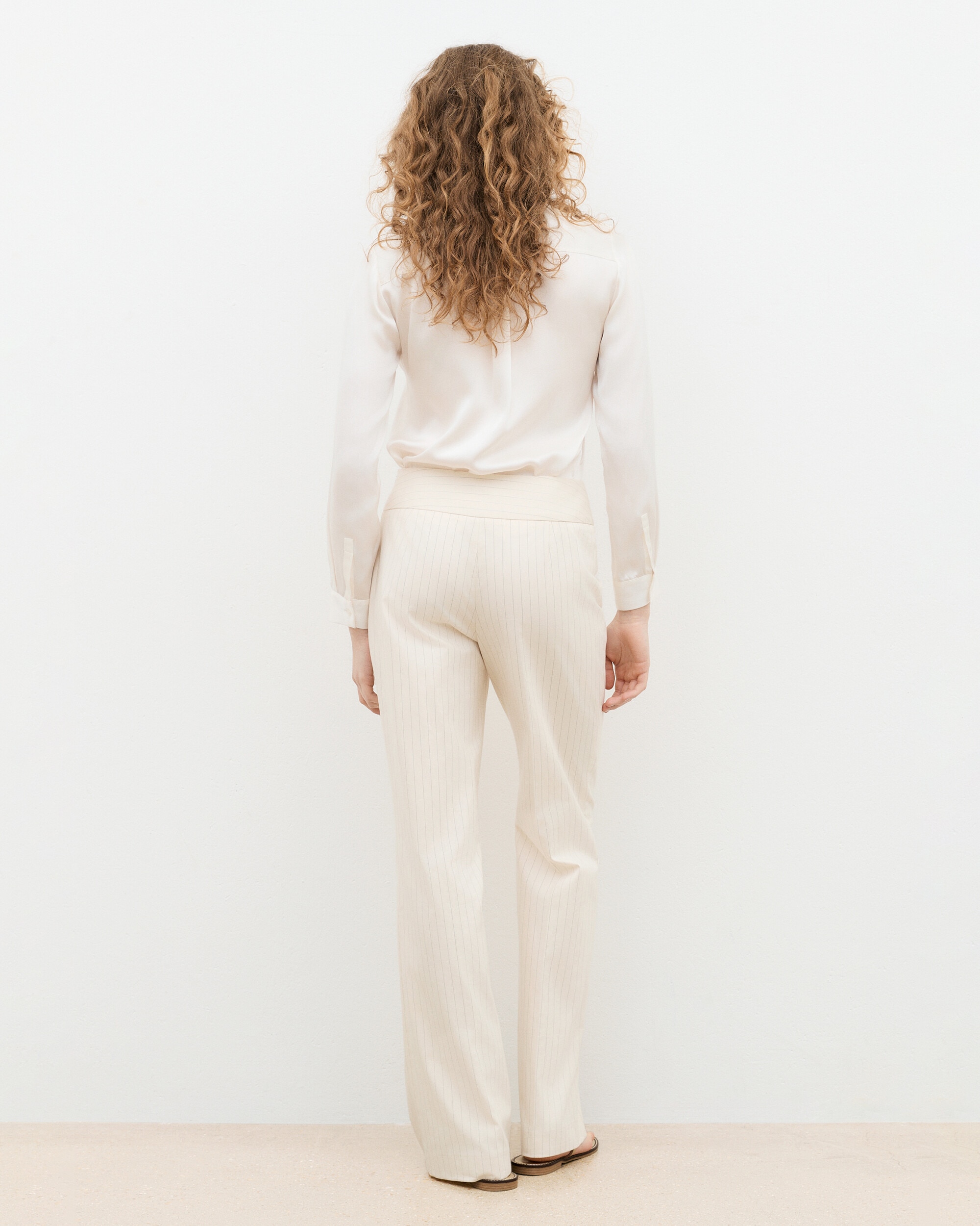 Pantalones anchos de mujer raya diplomatica - Caroll - Crema Crema-2