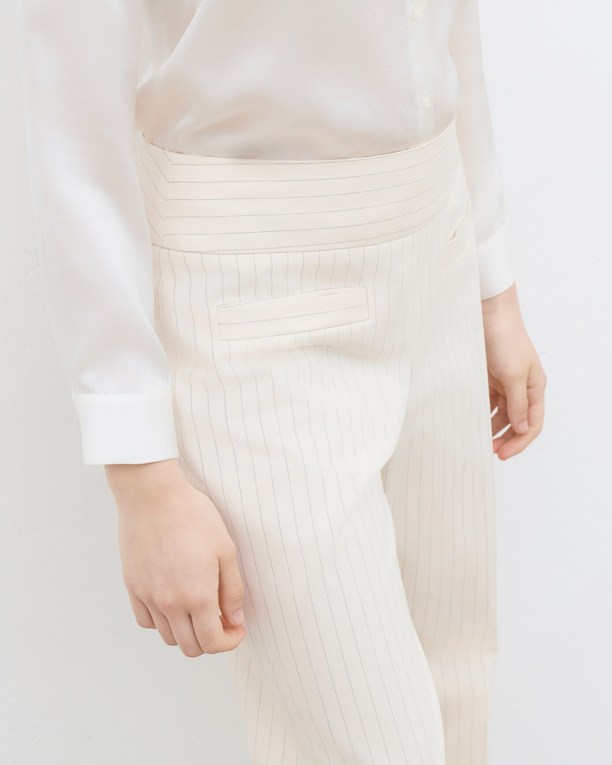 Pantalones anchos de mujer raya diplomatica - Caroll - Crema Crema-3