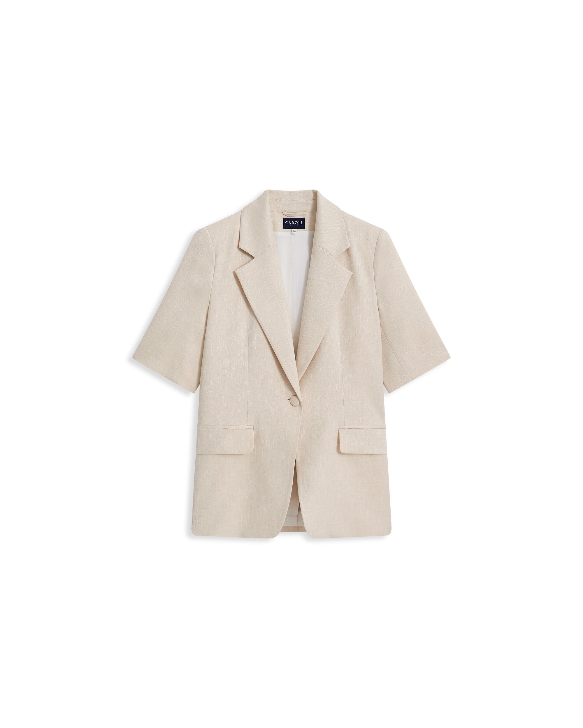 Blazer de mujer con manga francesa y cinturón - Caroll - Crudo Crudo-4