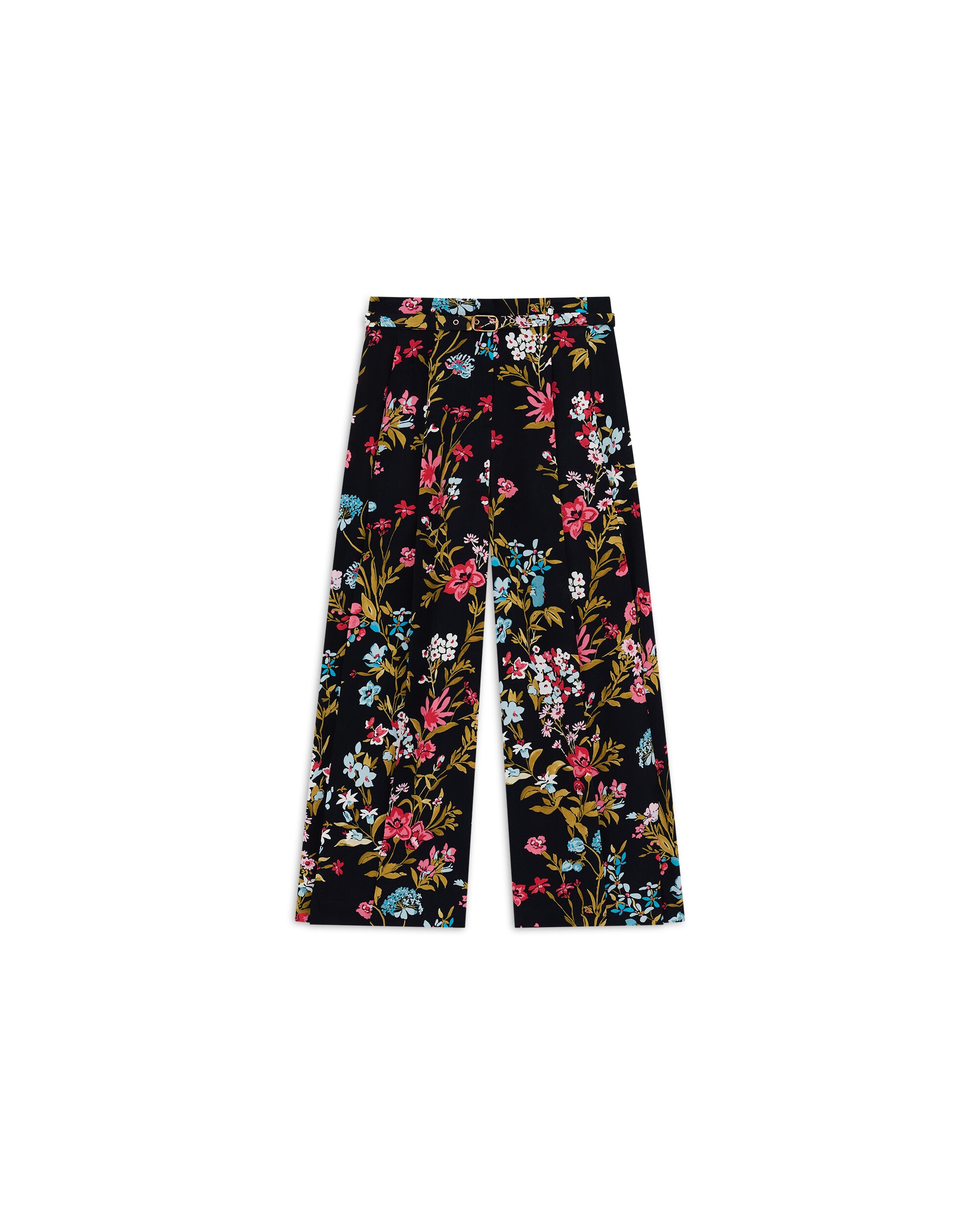 Pantalón ancho de mujer con estampado floral - Caroll - Negro Negro-4