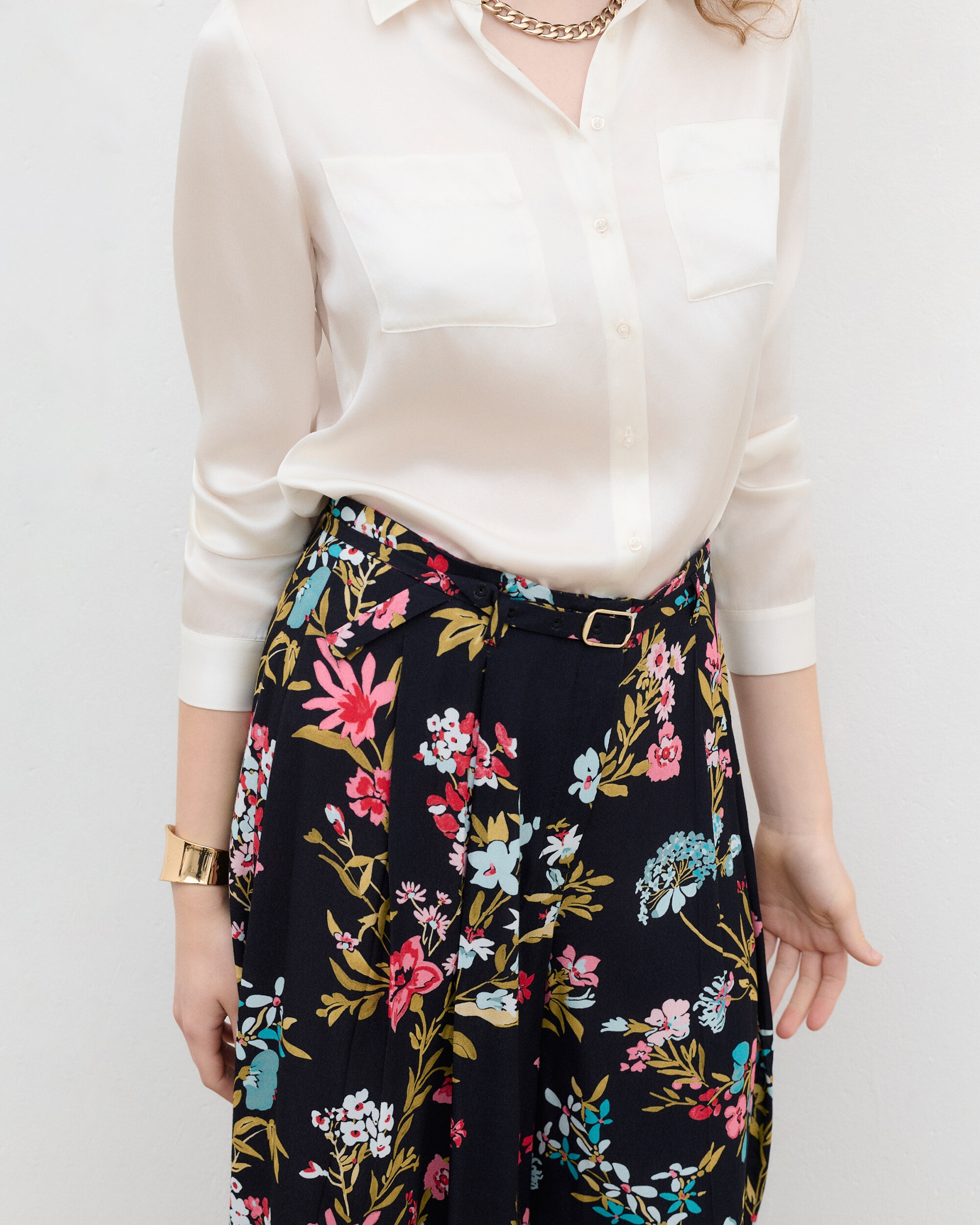Pantalón ancho de mujer con estampado floral - Caroll - Negro Negro-3