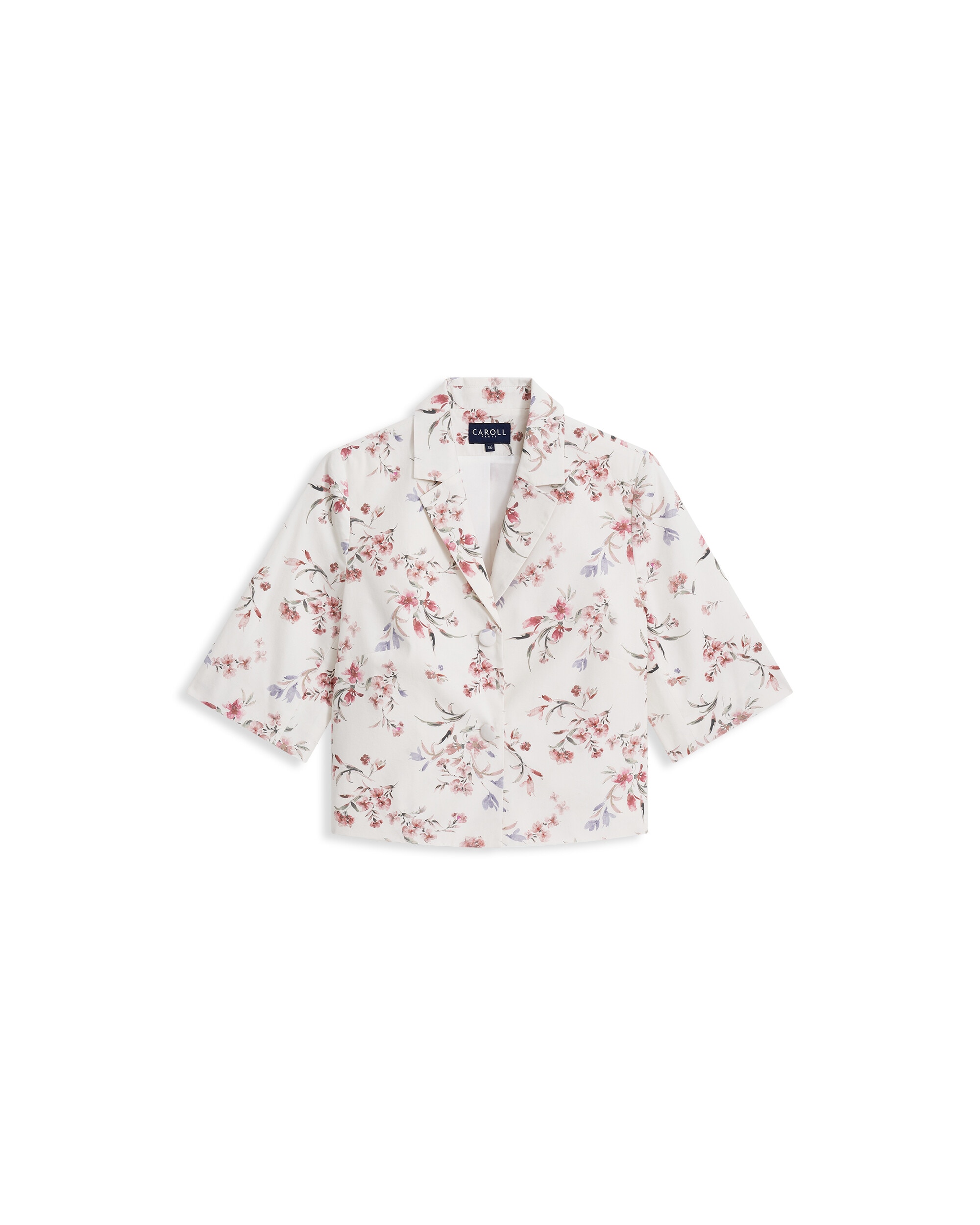 Blazer de mujer corte crop con estampado floral - Caroll - Crudo Crudo-4