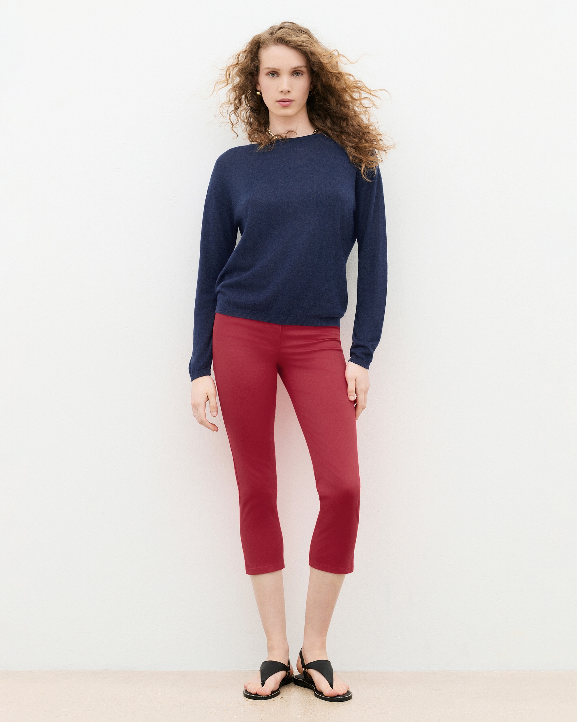 Imagen 0 de Camiseta de mujer en lino Azul marino