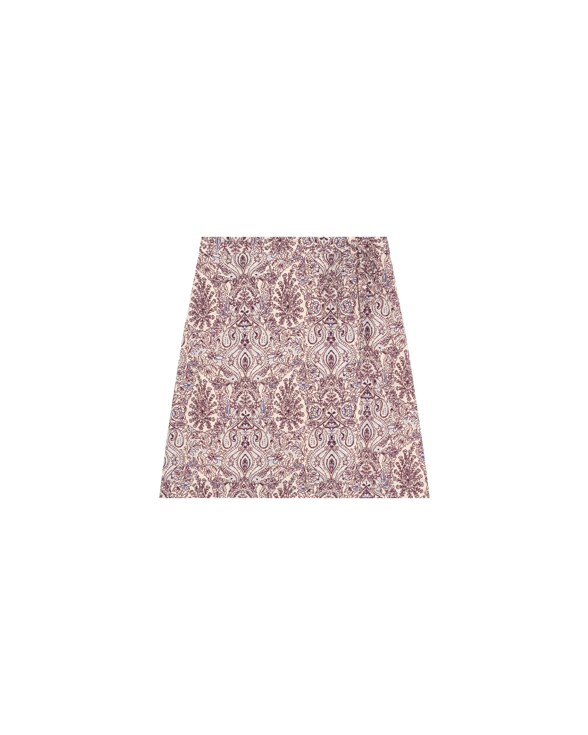 Falda midi en lino estampado paisley - Caroll - Marfil Marfil-4