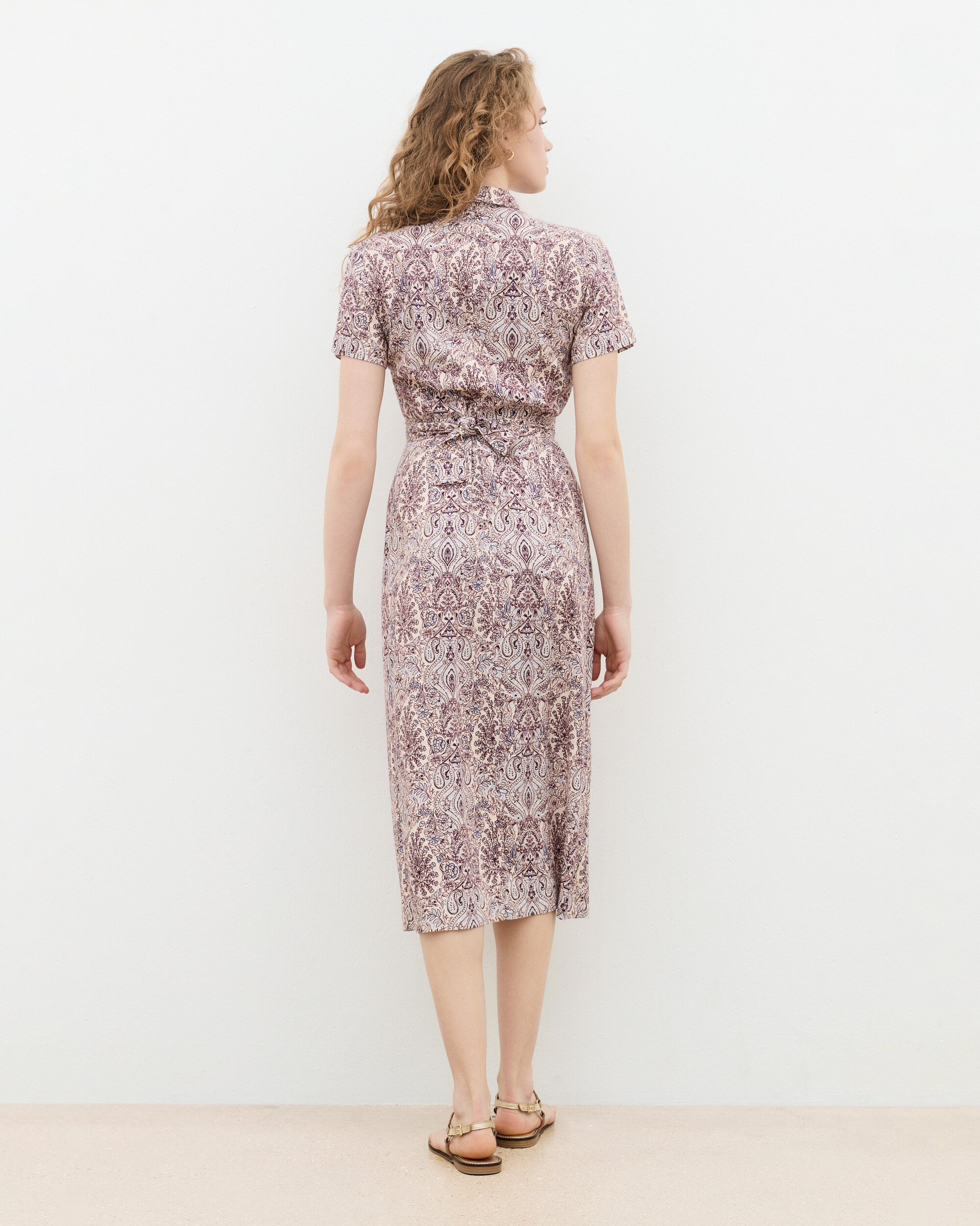Vestido midi en lino estampado paisley - Caroll - Multicolor Multicolor-2