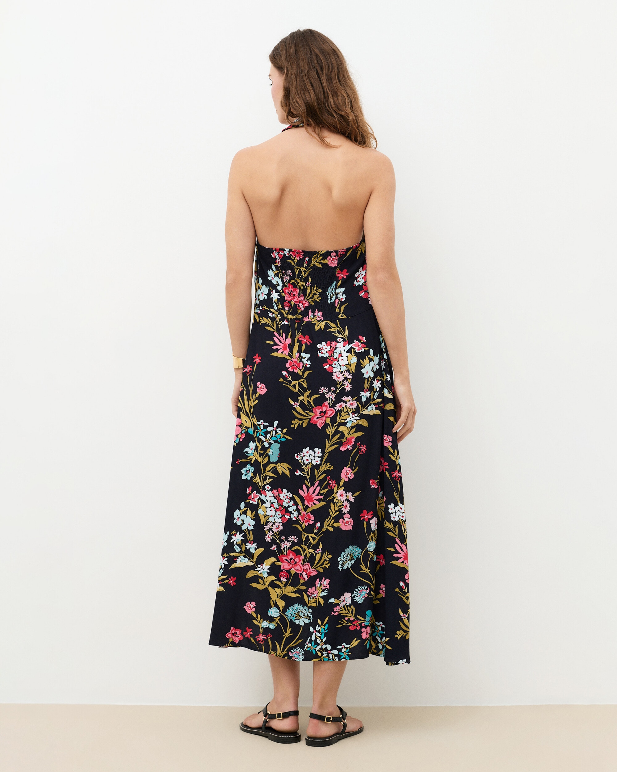 Vestido largo con tirantes y estampado floral - Caroll - Negro Negro-2