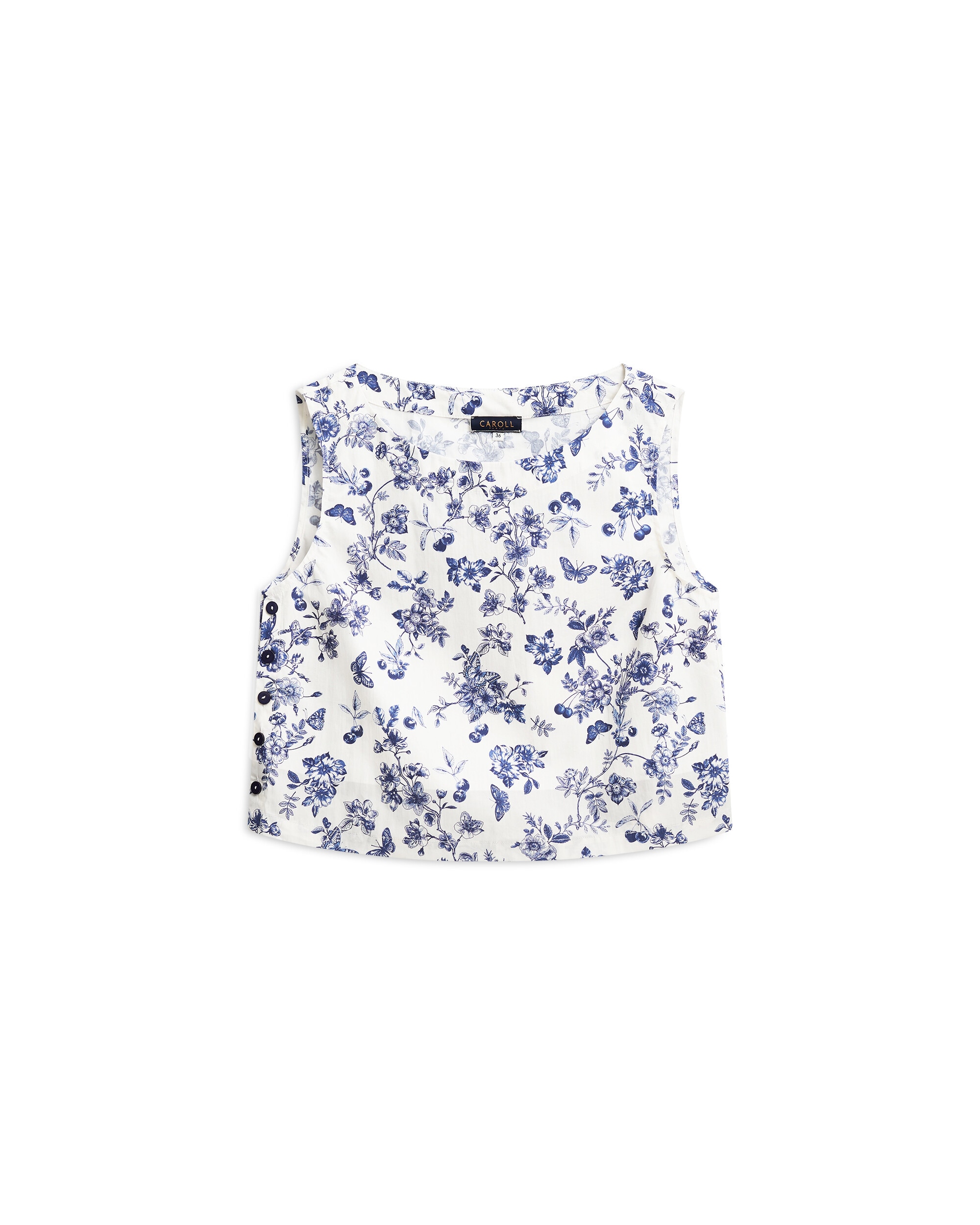 Top crop de mujer con estampado floral - Caroll - Crudo Crudo-4