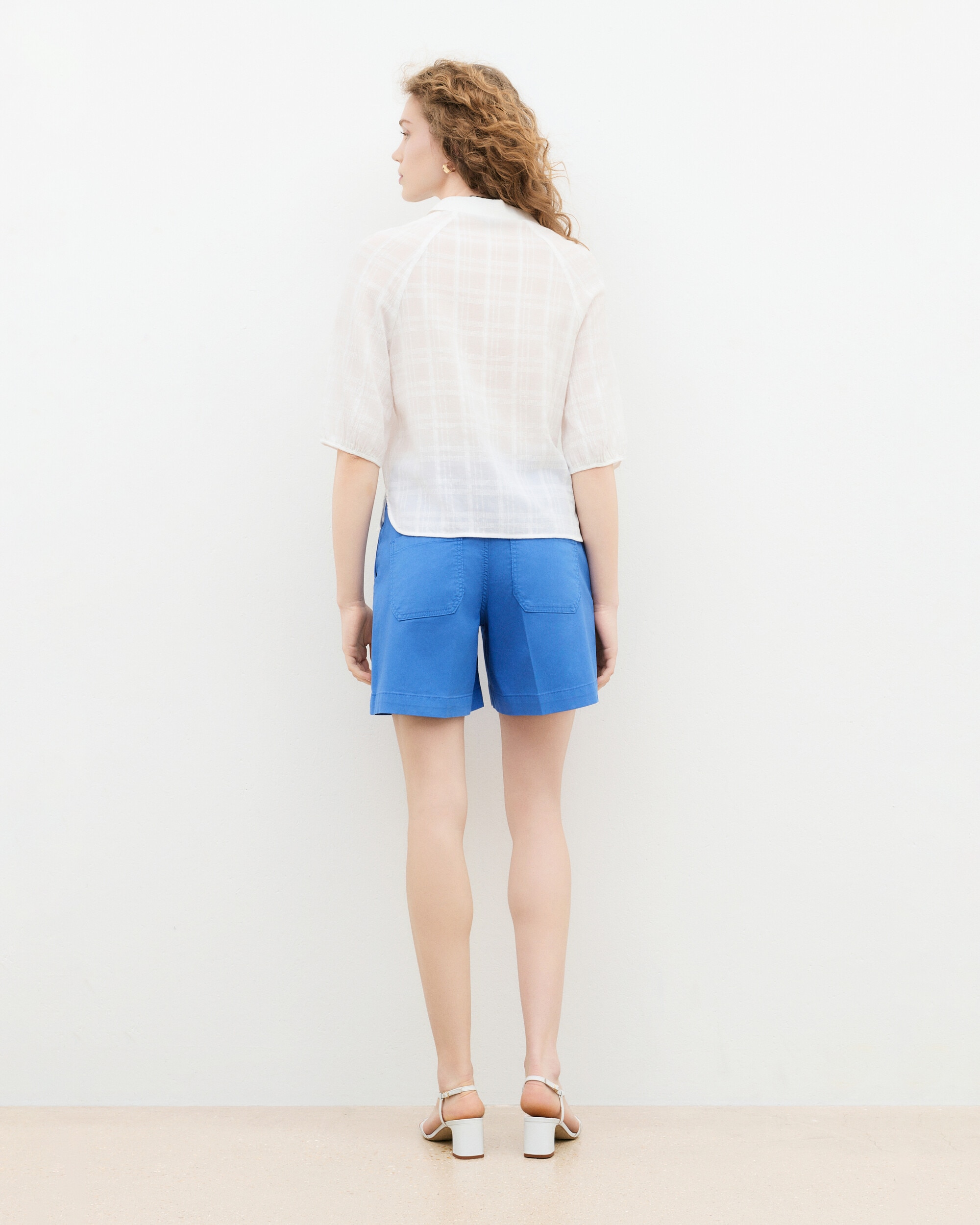 Blusa de mujer con estampado de cuadros - Caroll - Blanco Blanco-2