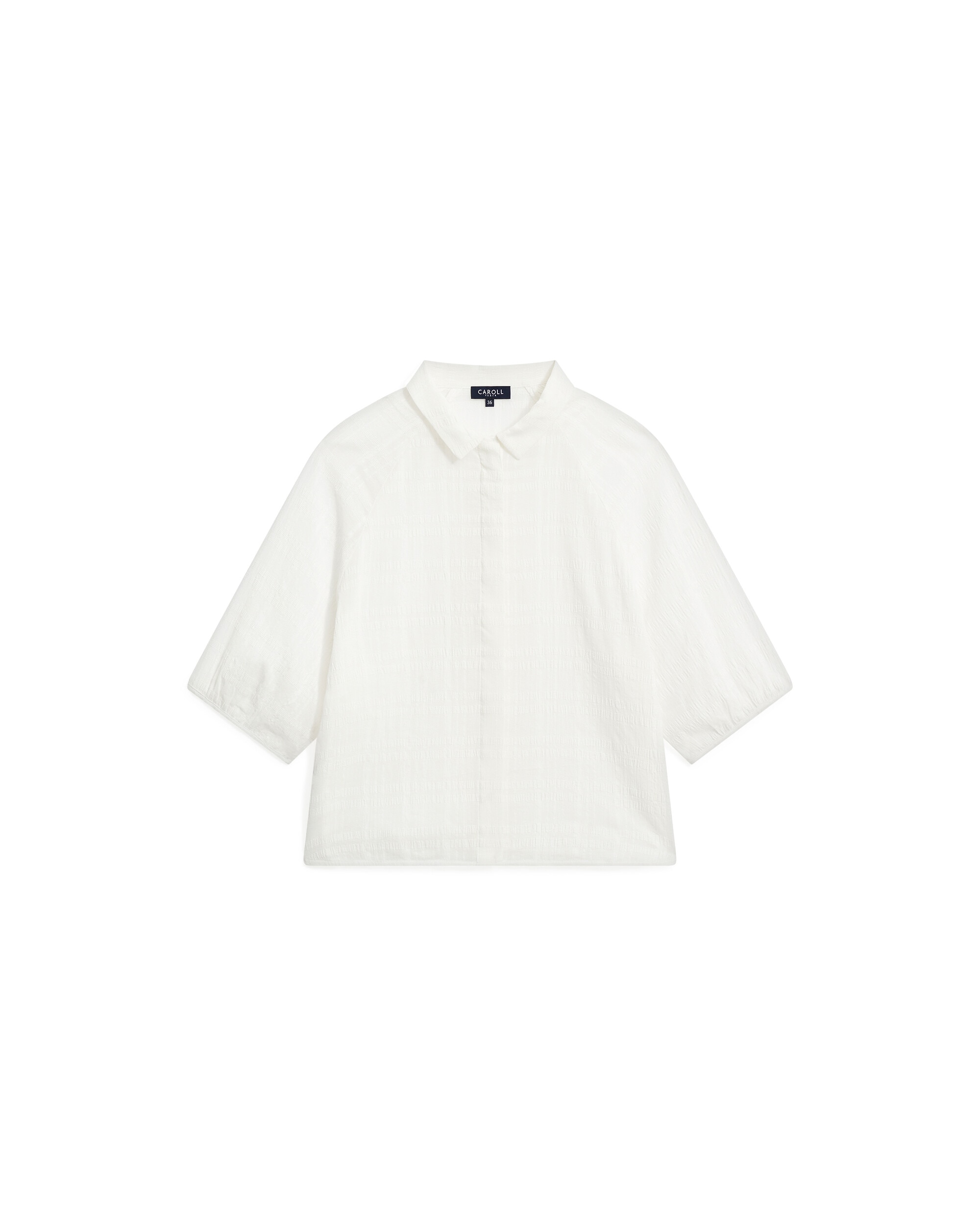 Blusa de mujer con estampado de cuadros - Caroll - Blanco Blanco-4