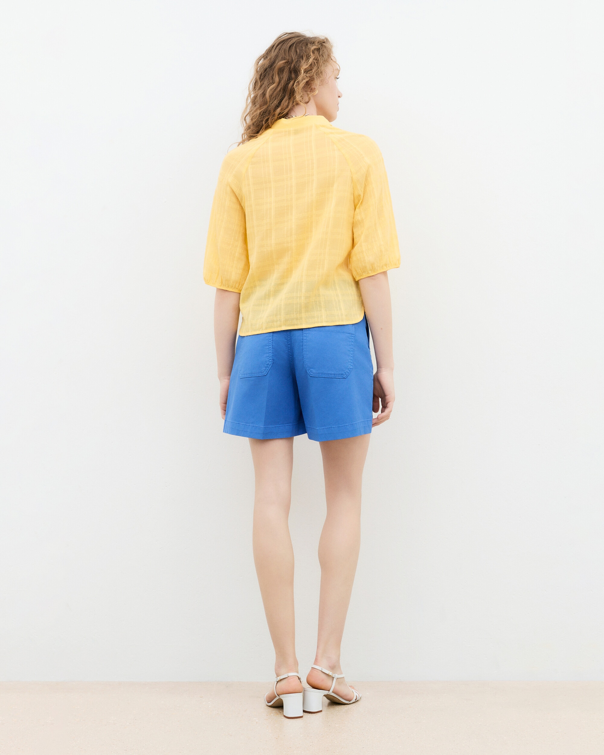 Blusa de mujer con estampado de cuadros - Caroll - Amarillo Amarillo-2