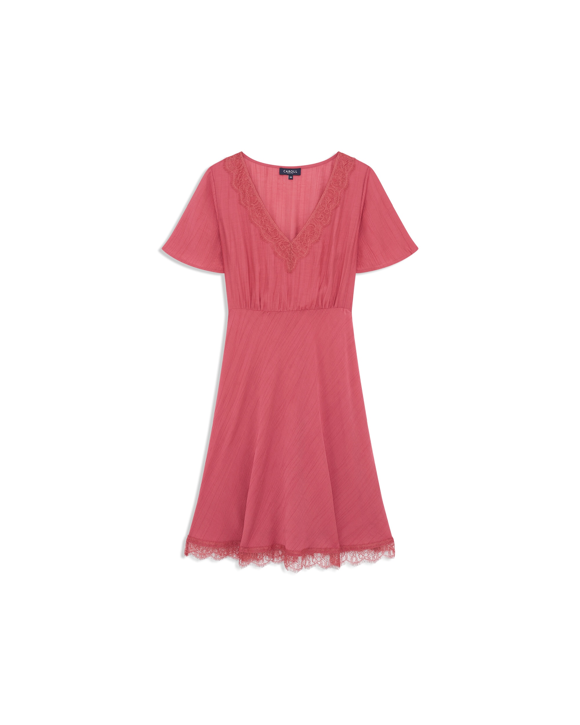 Vestido corto con detalles de encaje - Caroll - Rosa Rosa-4