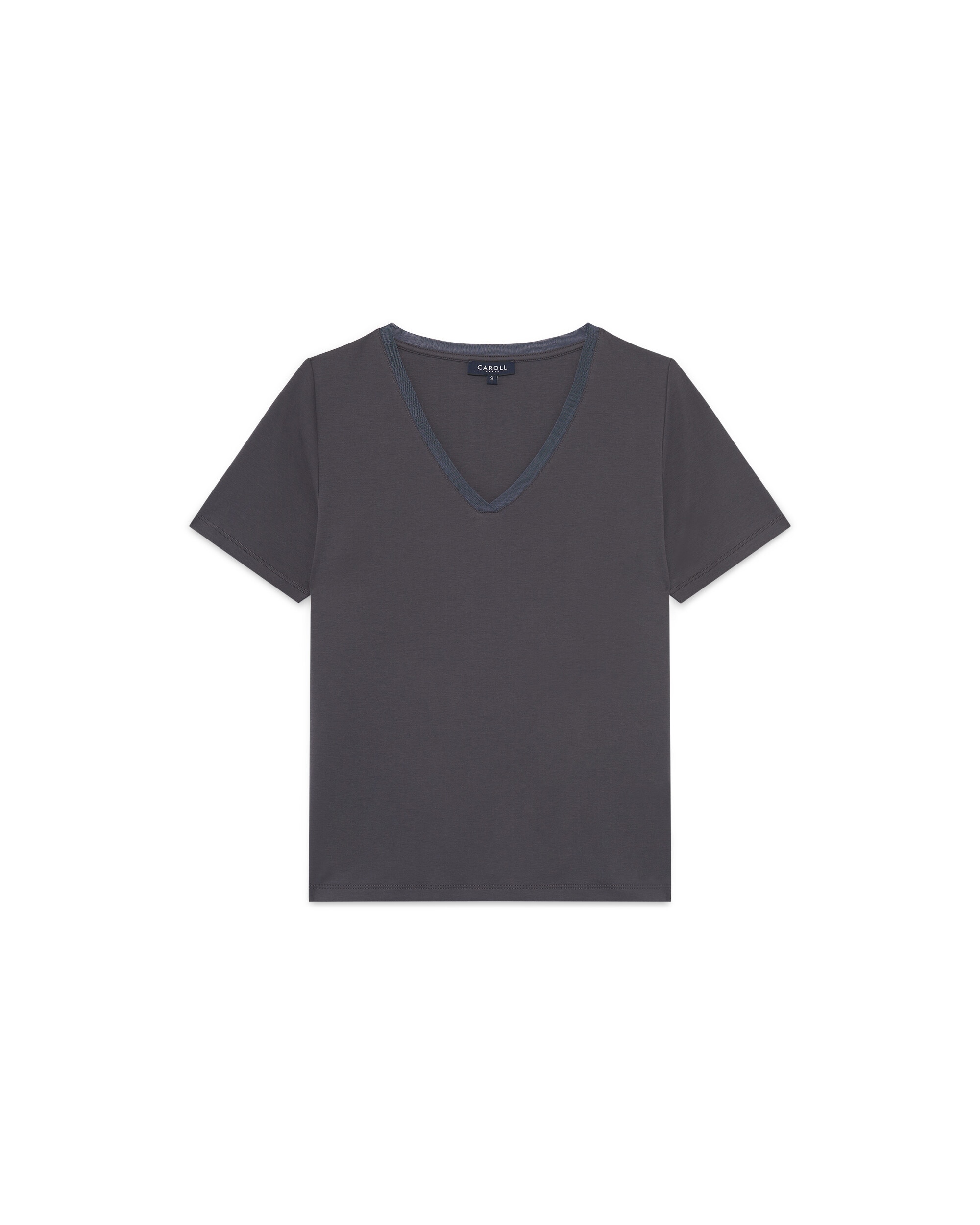 Camiseta de mujer con escote pico y manga corta - Caroll - Gris Gris-4