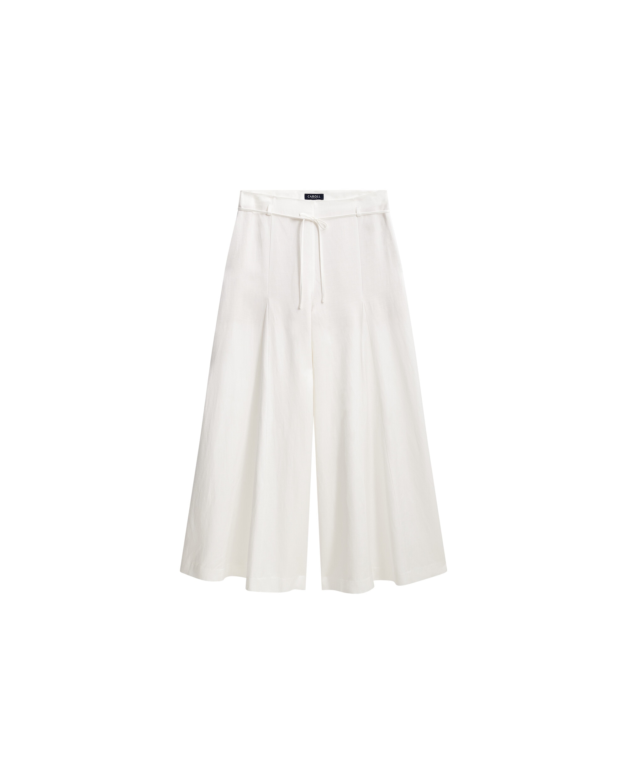 Pantalón ancho de mujer con pinzas y cierre de cordón - Caroll - Crudo Crudo-4