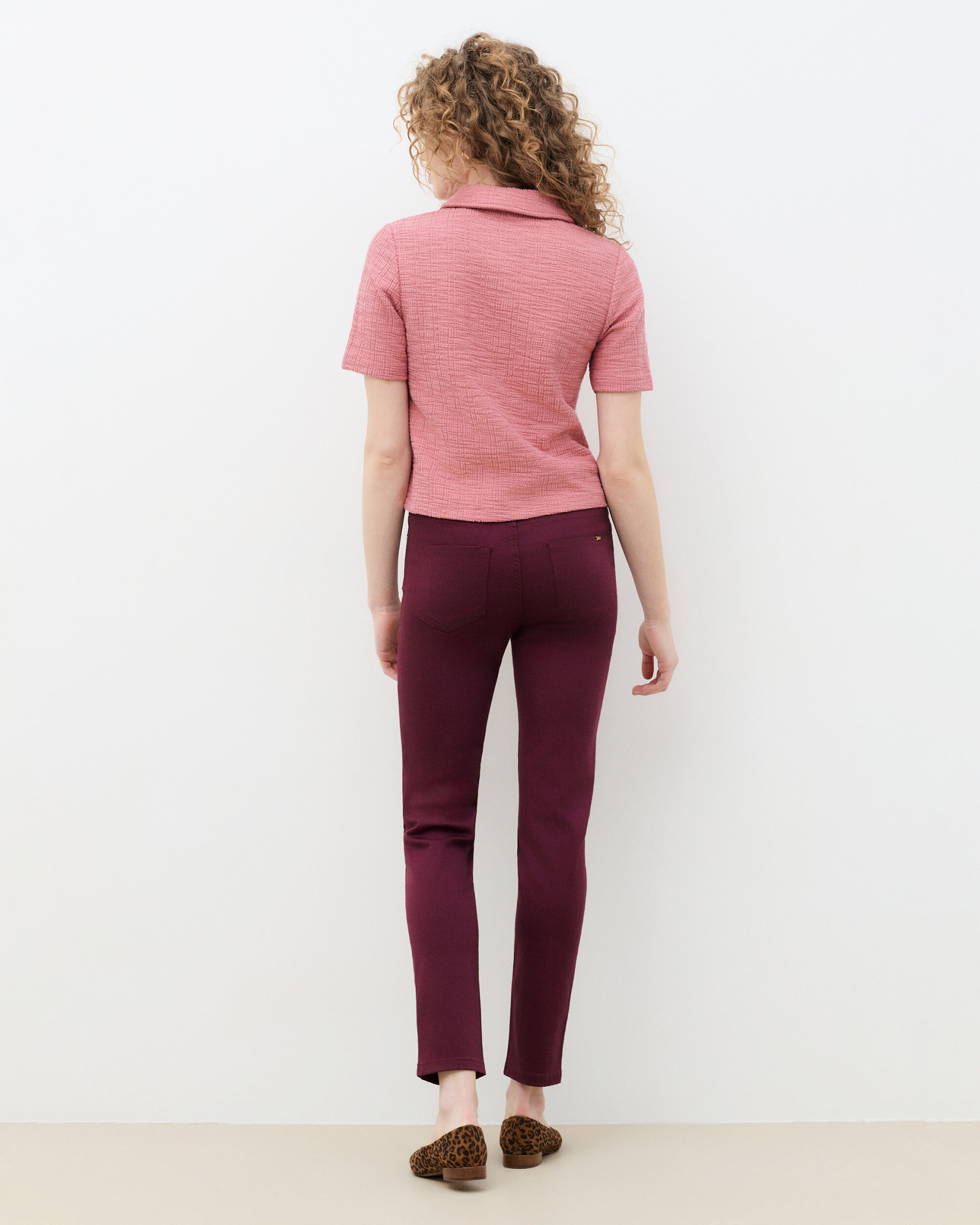 Camiseta de mujer con cuello camisero - Caroll - Rosa Rosa-2