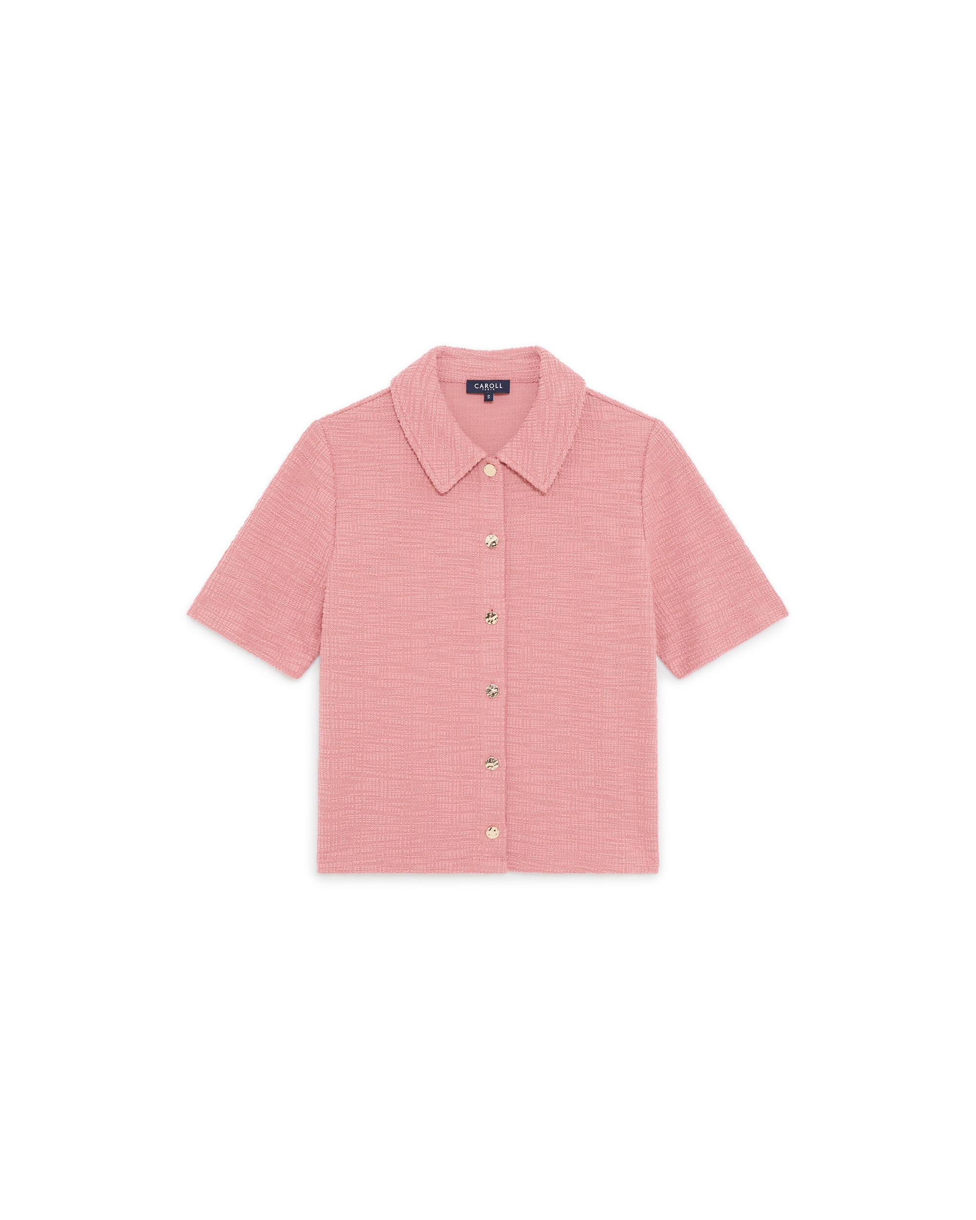 Camiseta de mujer con cuello camisero - Caroll - Rosa Rosa-4