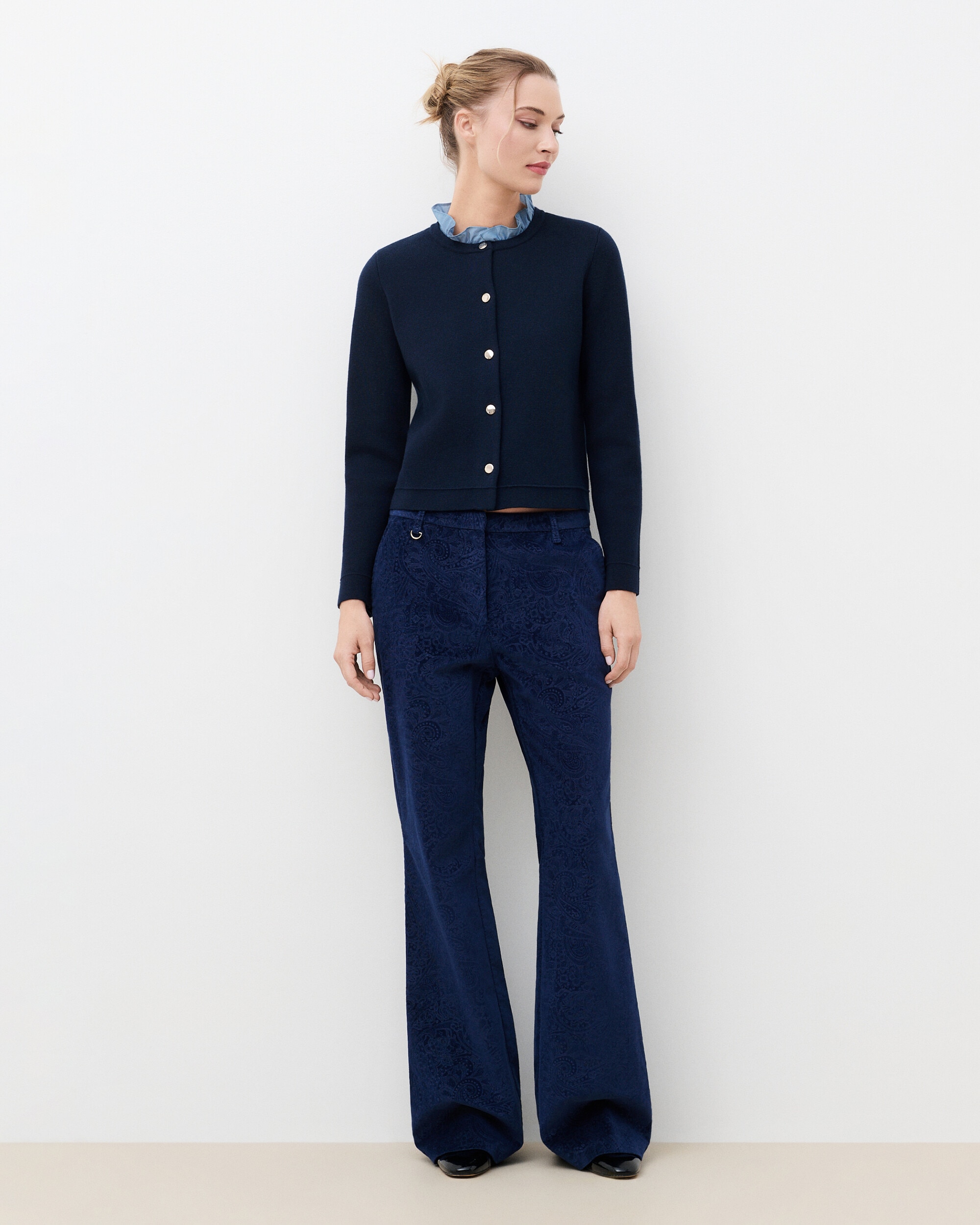 Pantalones de campana de mujer estampados - Caroll - Azul marino Azul marino-1